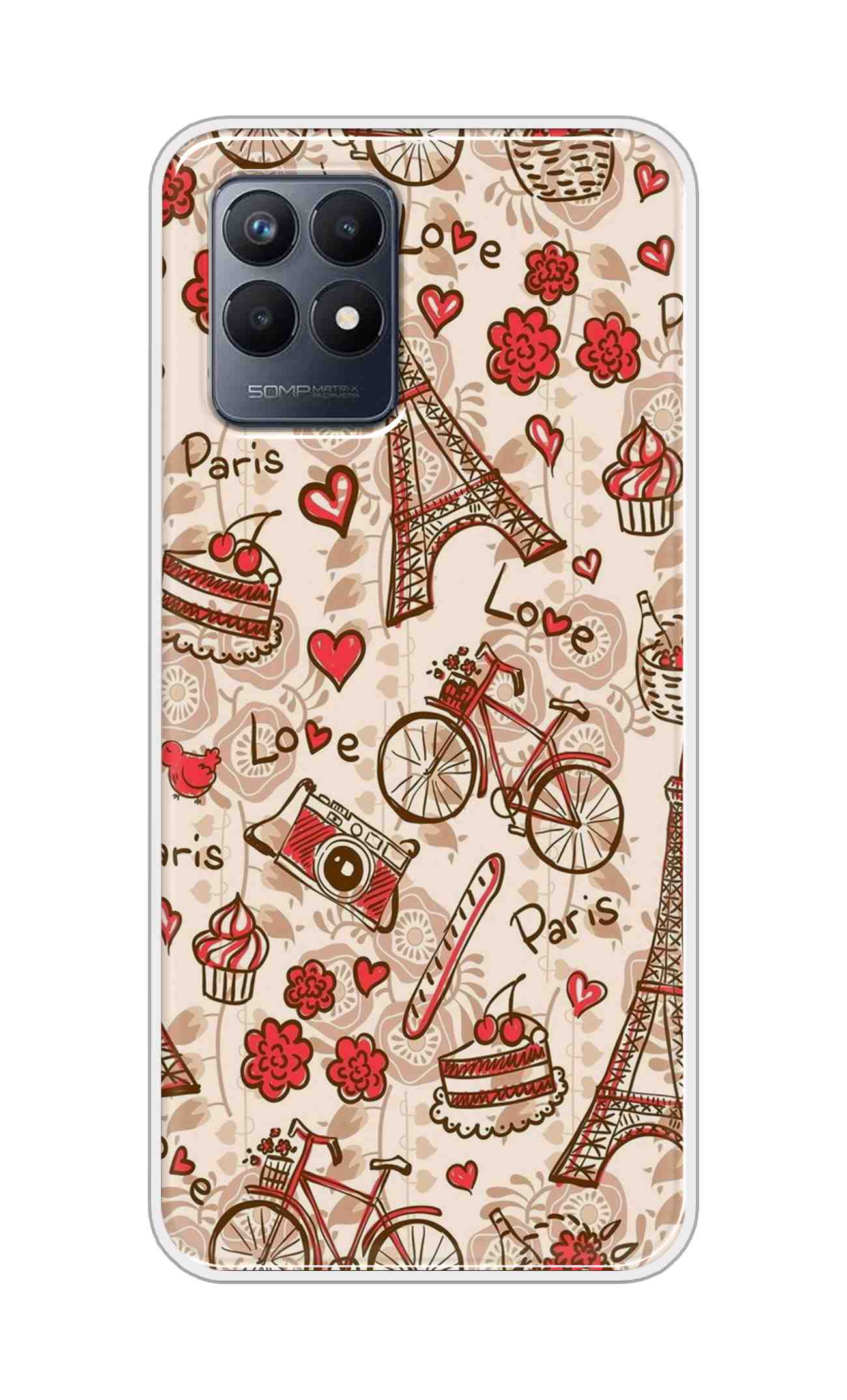 Coberta Back Cover For Realme Narzo 50 Back Cover Stylish Case - Paris and Love Text Pattern D11626