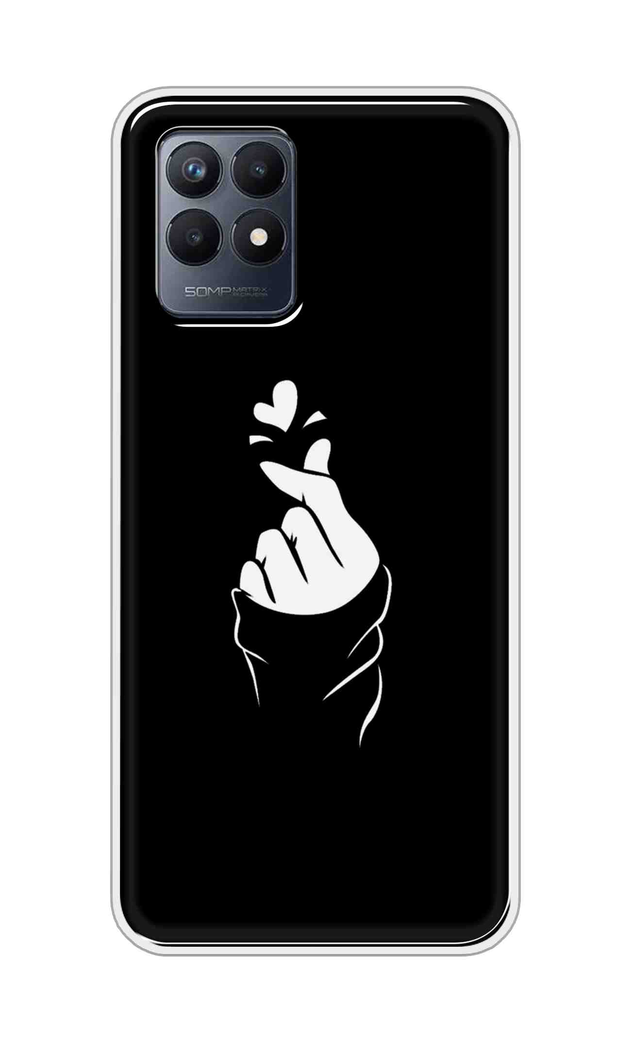 Coberta Back Cover For Realme Narzo 50 Back Cover Stylish Case - Black Korean Heart Design D11802