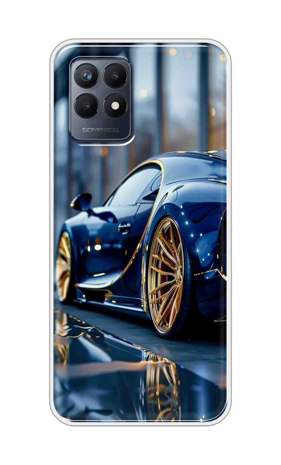 Coberta Back Cover For Realme Narzo 50 Back Cover Stylish Case - Black Car with Golden Tier Design D16477