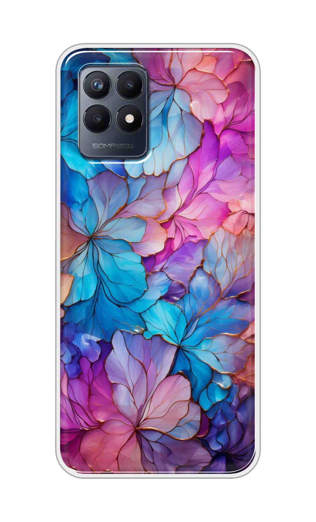 Coberta Back Cover For Realme Narzo 50 Back Cover Stylish Case - Multicolour Asthetic Flowers Design D16480