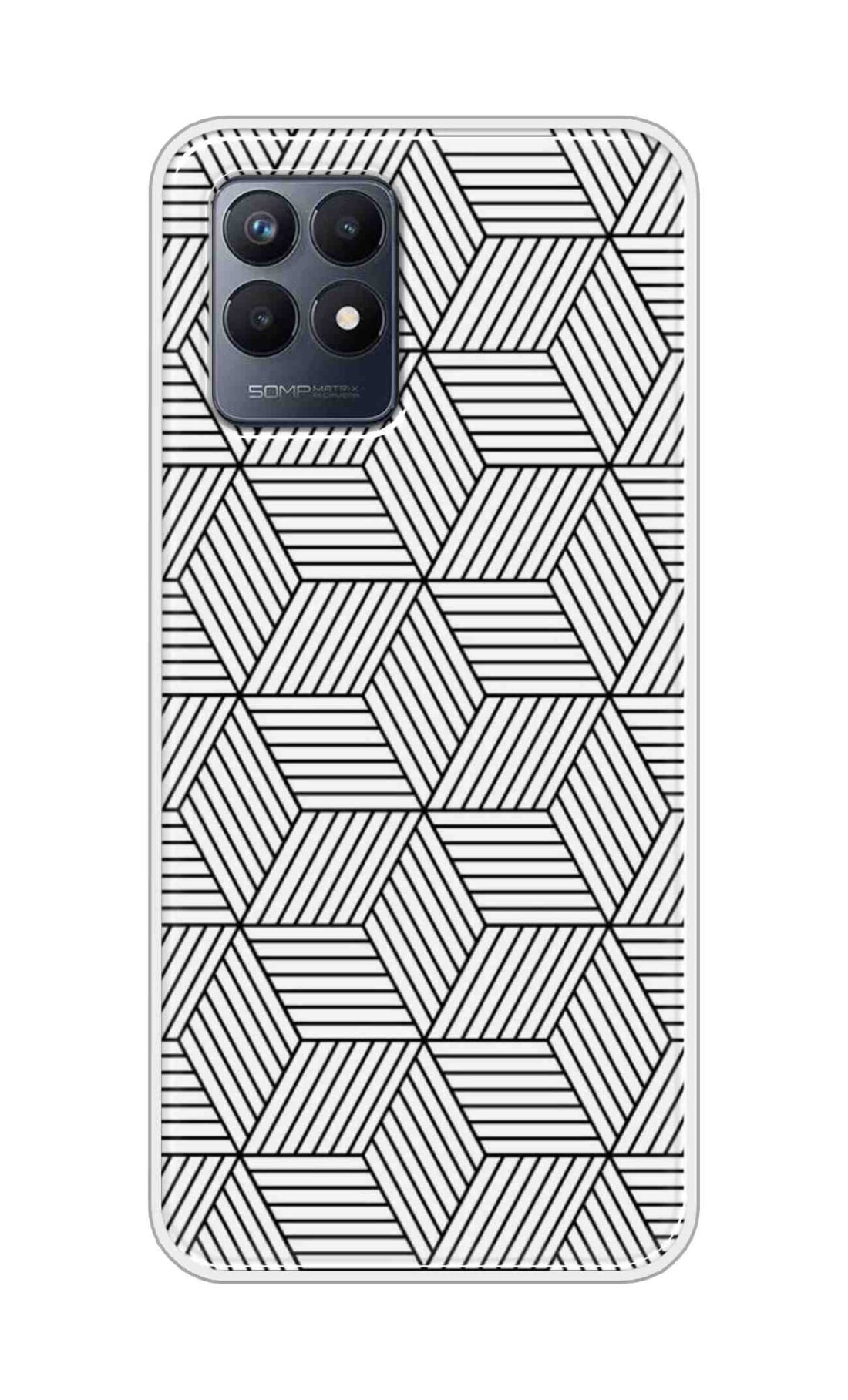 Coberta Back Cover For Realme Narzo 50 Back Cover Stylish Case - White and Black Zig Zag Design D16586