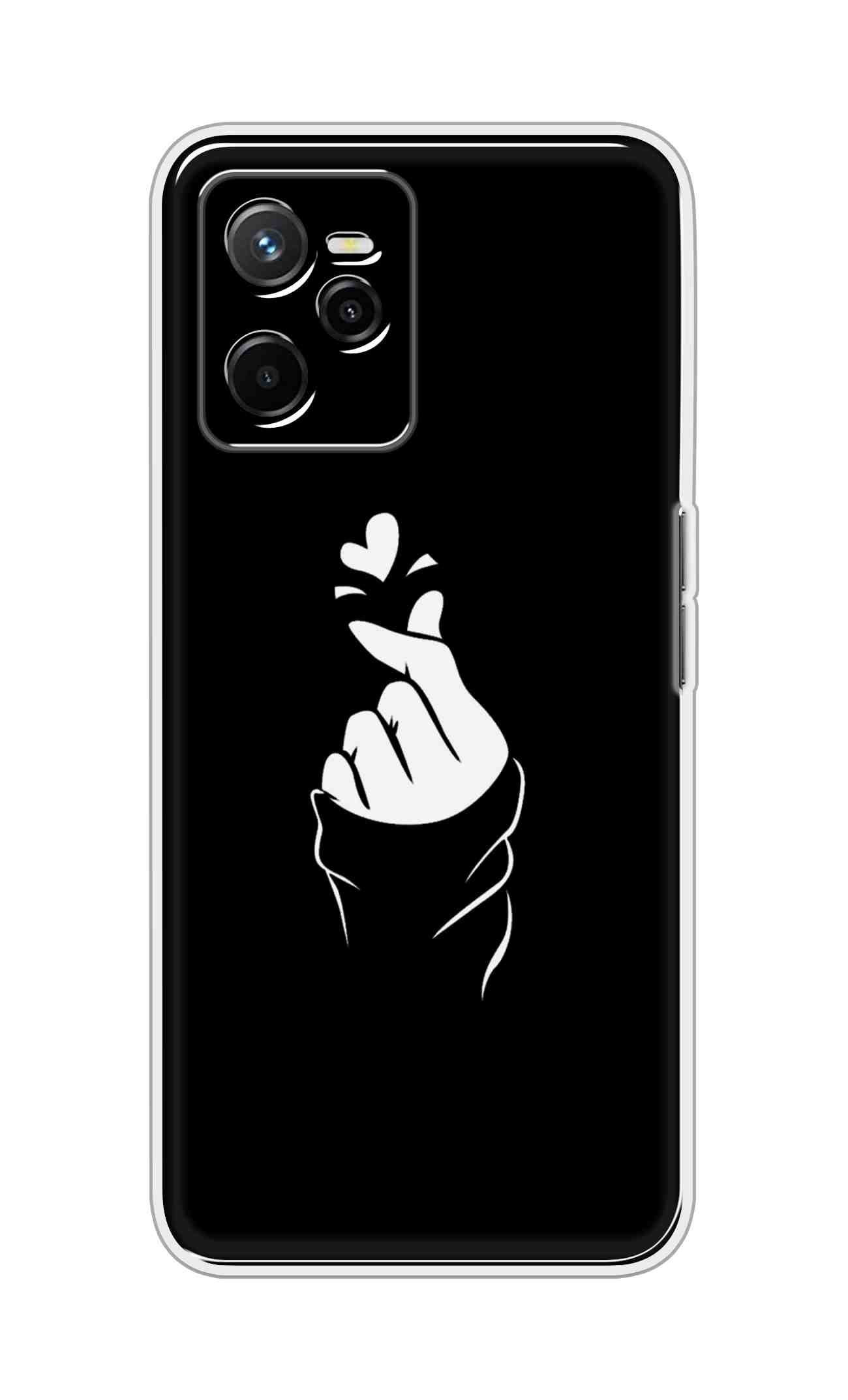 Coberta Back Cover For Realme Narzo 50A Prime Back Cover Stylish Case - Black Korean Heart Design D11802