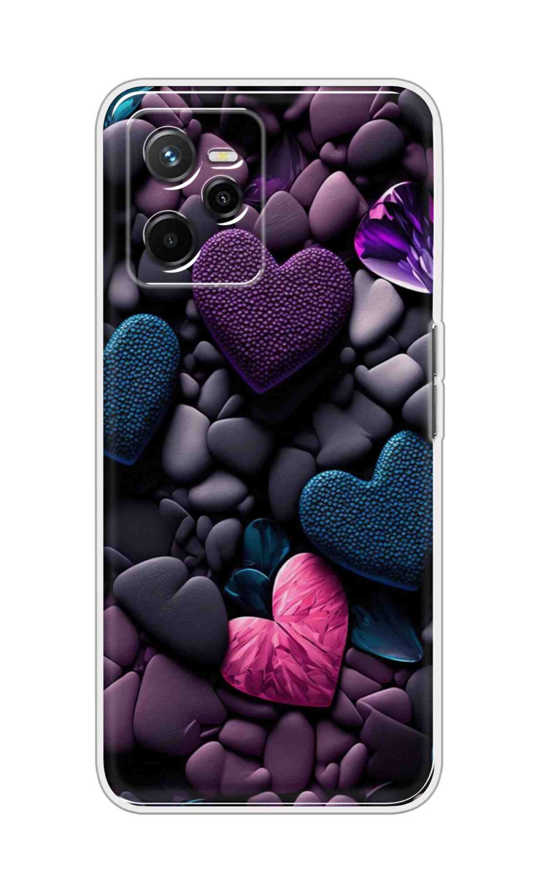 Coberta Back Cover For Realme Narzo 50A Prime Back Cover Stylish Case - Purple Hearts Design D16005