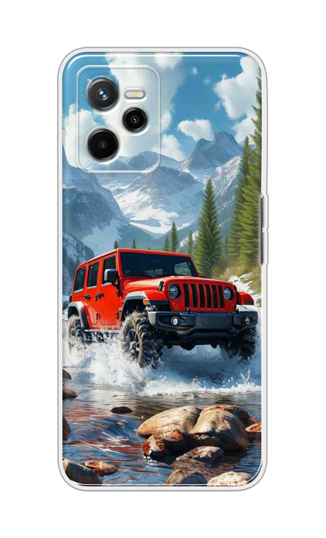 Coberta Back Cover For Realme Narzo 50A Prime Back Cover Stylish Case - Red Car in Nature Design D16513