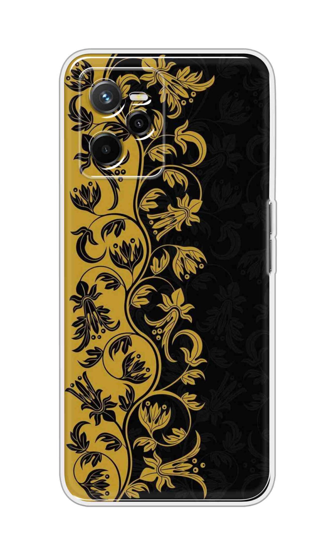 Coberta Back Cover For Realme Narzo 50A Prime Back Cover Stylish Case - Black and Yellow Leaves Design D16518