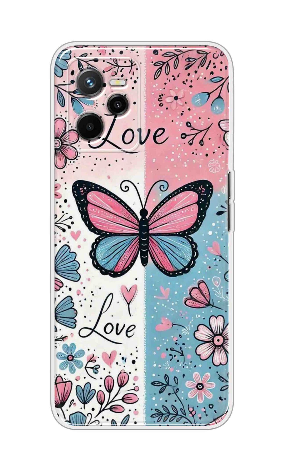 Coberta Back Cover For Realme Narzo 50A Prime Back Cover Stylish Case - Butterfly and Love Text Design D16526