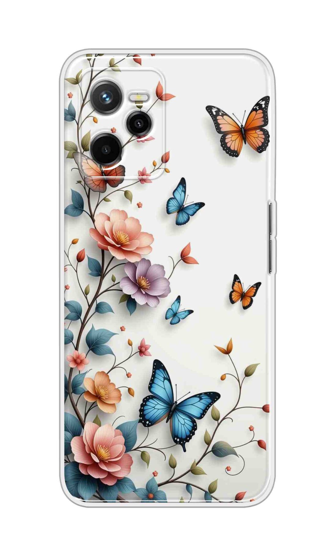 Coberta Back Cover For Realme Narzo 50A Prime Back Cover Stylish Case - Multi Flowers and Butterflyes Design D16617