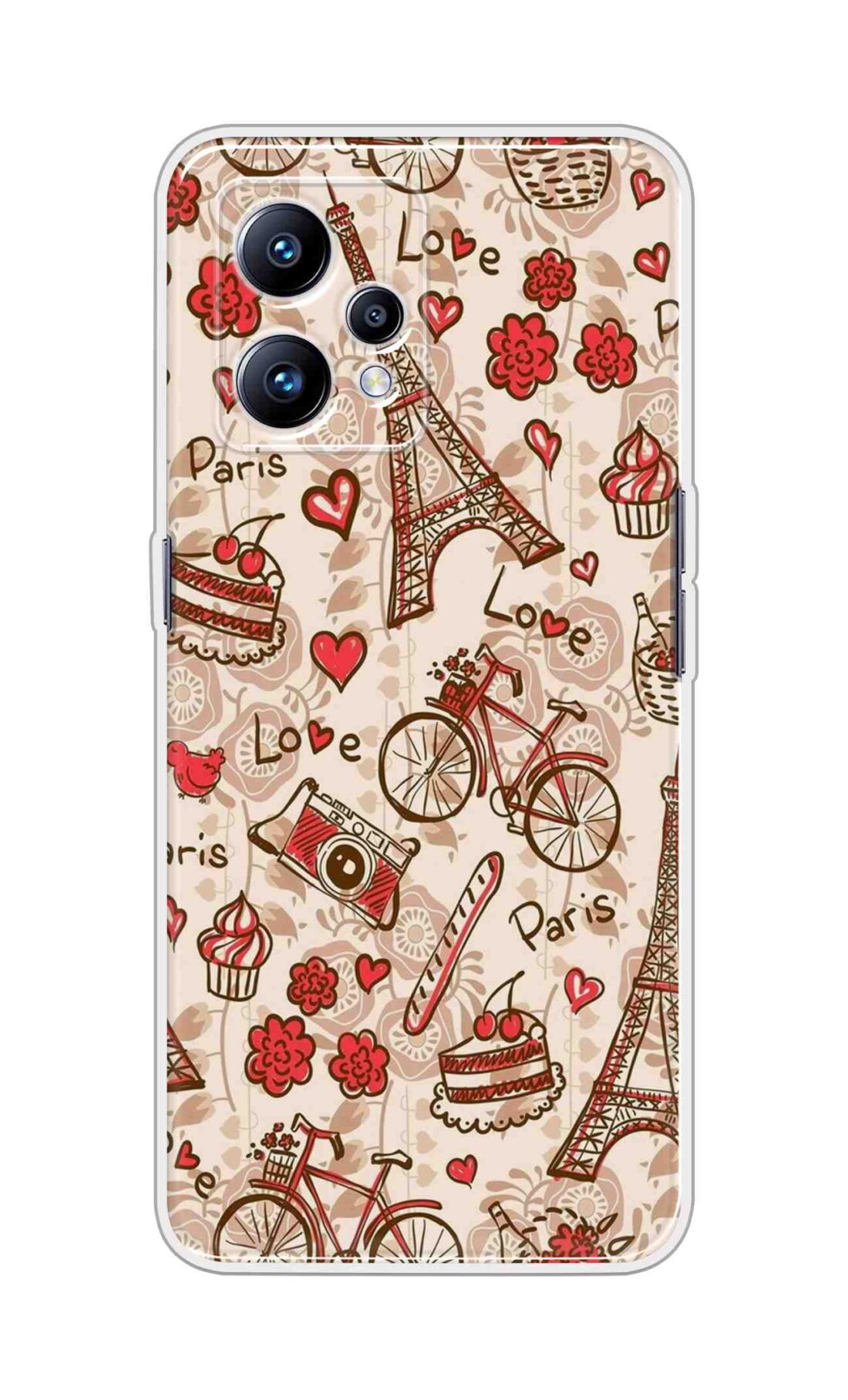 Coberta Back Cover For Realme Narzo 50 Pro 5G Back Cover Stylish Case - Paris and Love Text Pattern D11626
