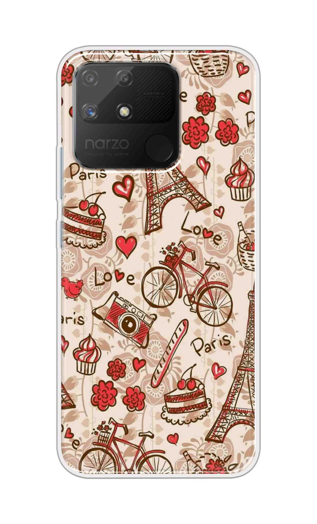 Coberta Back Cover For Realme Narzo 50a Back Cover Stylish Case - Paris and Love Text Pattern D11626