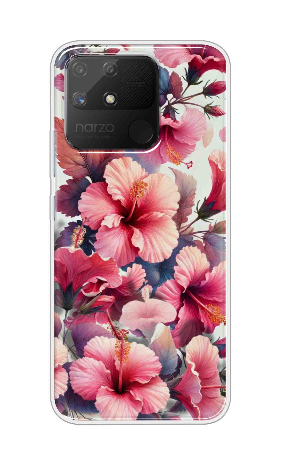 Coberta Back Cover For Realme Narzo 50a Back Cover Stylish Case - Pink Leaves and Flowers Design D16525