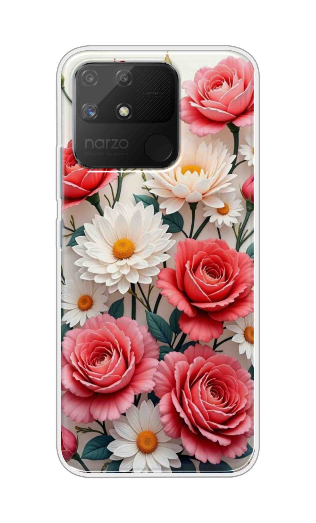 Coberta Back Cover For Realme Narzo 50a Back Cover Stylish Case - Sunflowers and Rose Design D16557
