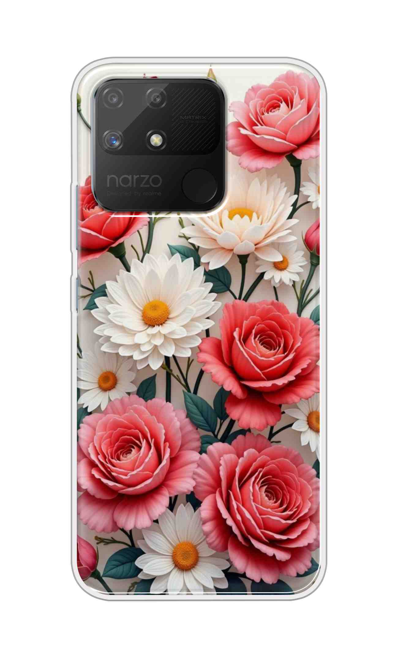 Coberta Back Cover For Realme Narzo 50a Back Cover Stylish Case - Sunflowers and Rose Design D16557
