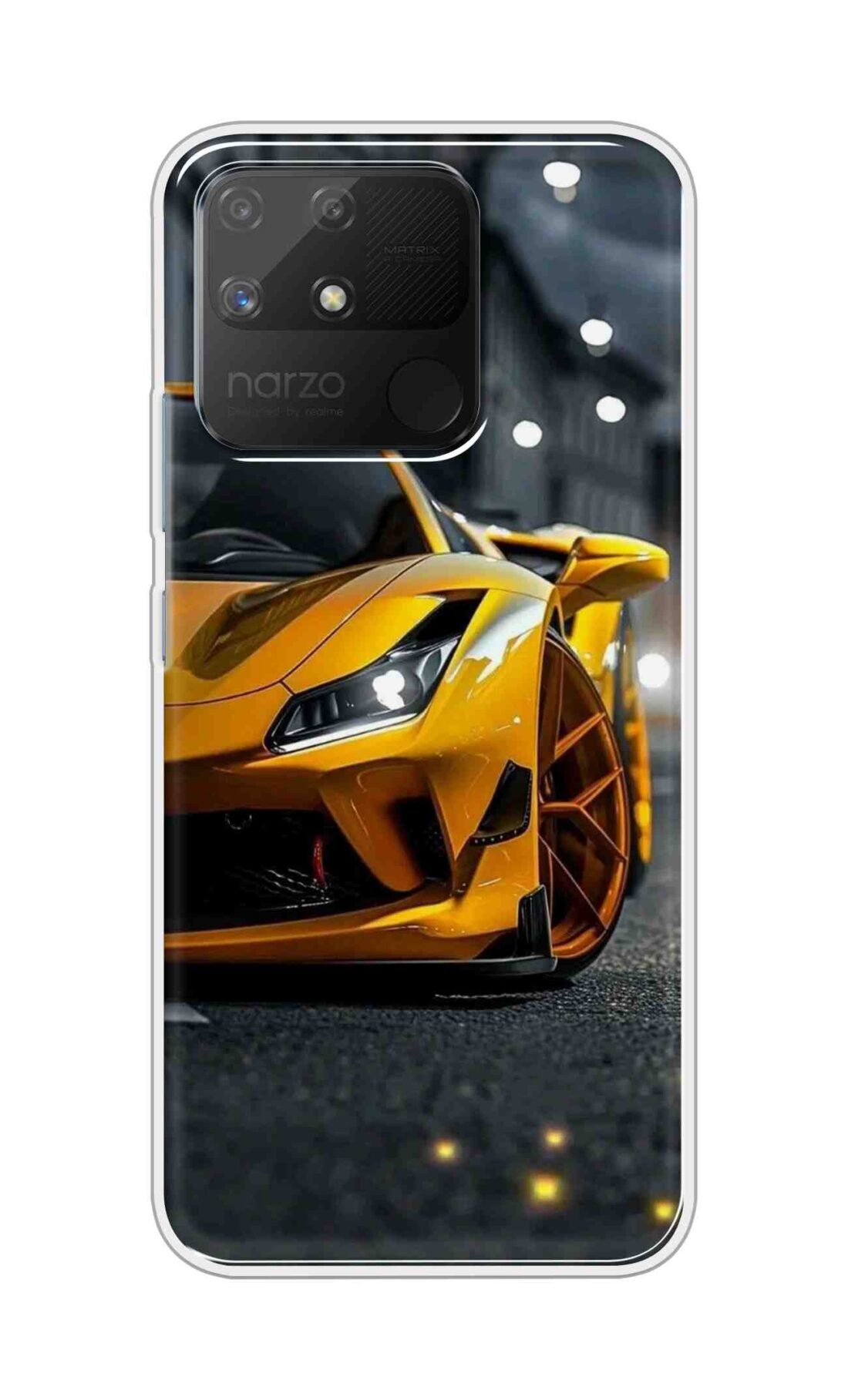 Coberta Back Cover For Realme Narzo 50a Back Cover Stylish Case - Orange Modified Car Design D16600