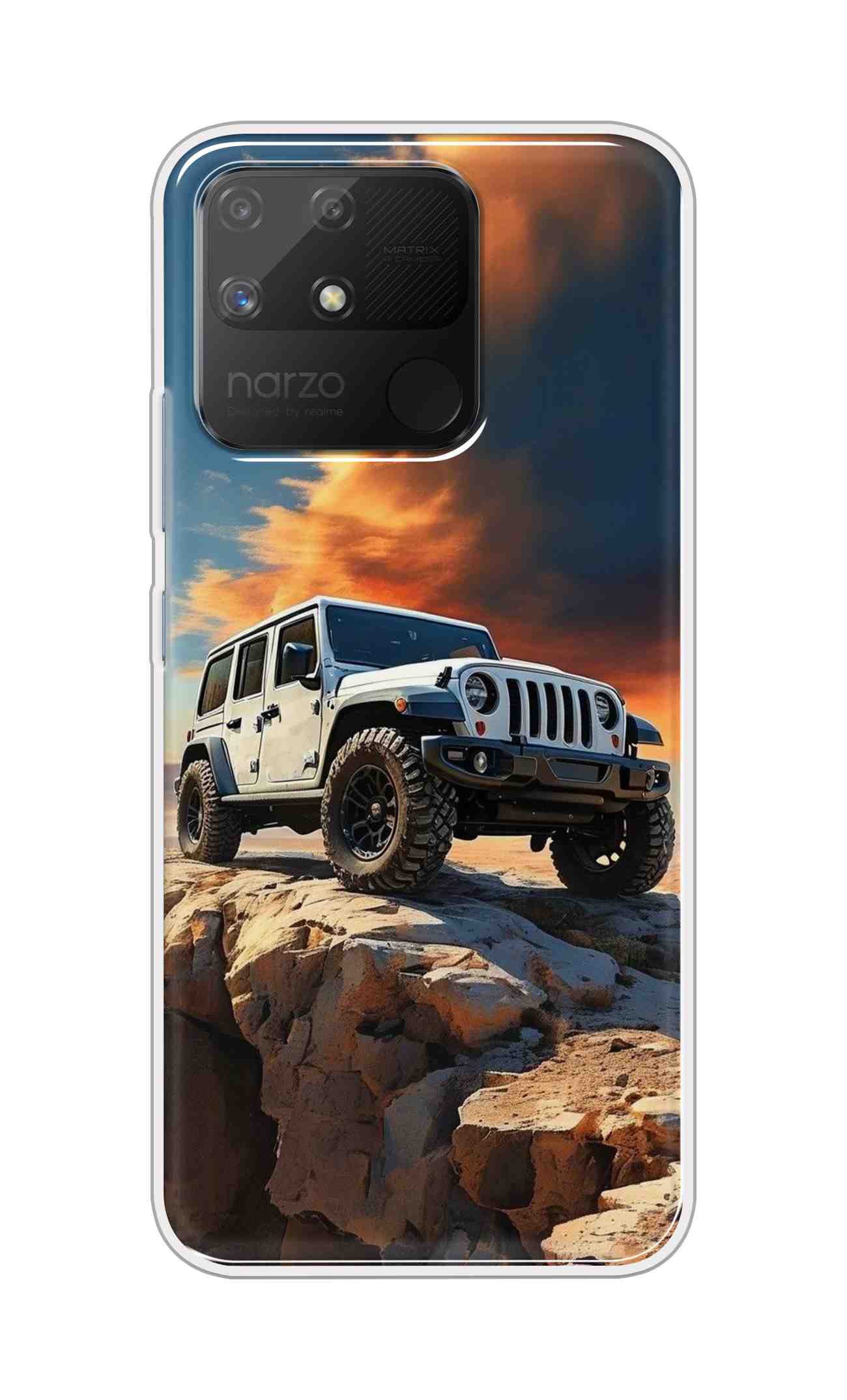 Coberta Back Cover For Realme Narzo 50a Back Cover Stylish Case - Jeep Car on Road Design D16602
