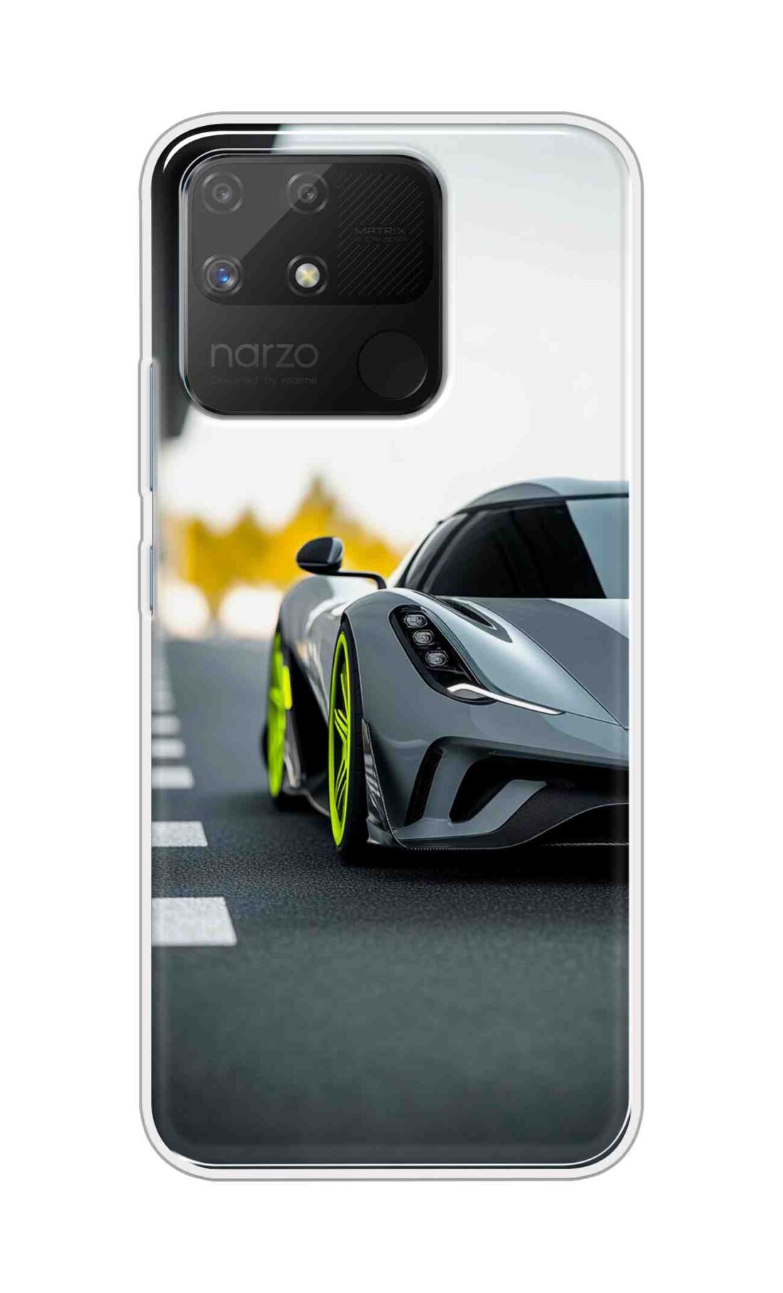 Coberta Back Cover For Realme Narzo 50a Back Cover Stylish Case - Siliver Car Design D16614