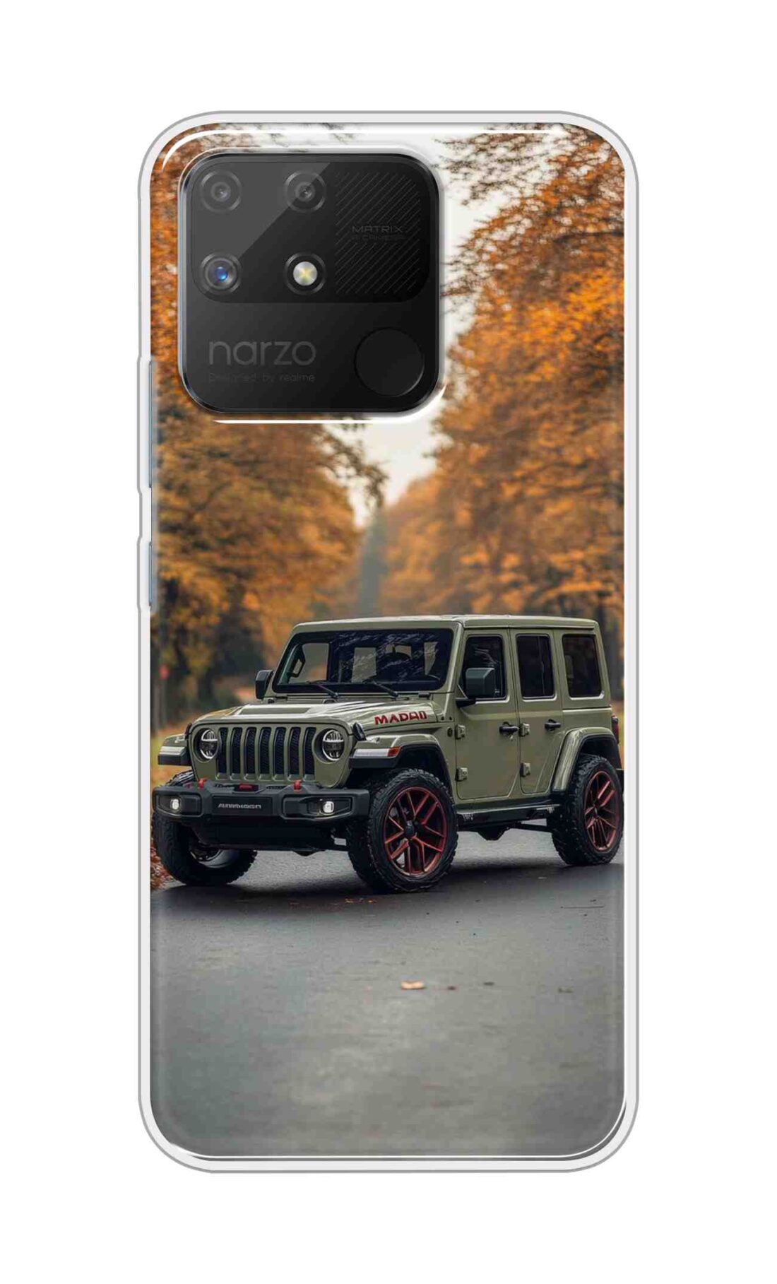 Coberta Back Cover For Realme Narzo 50a Back Cover Stylish Case - Green Jeep Design D16620