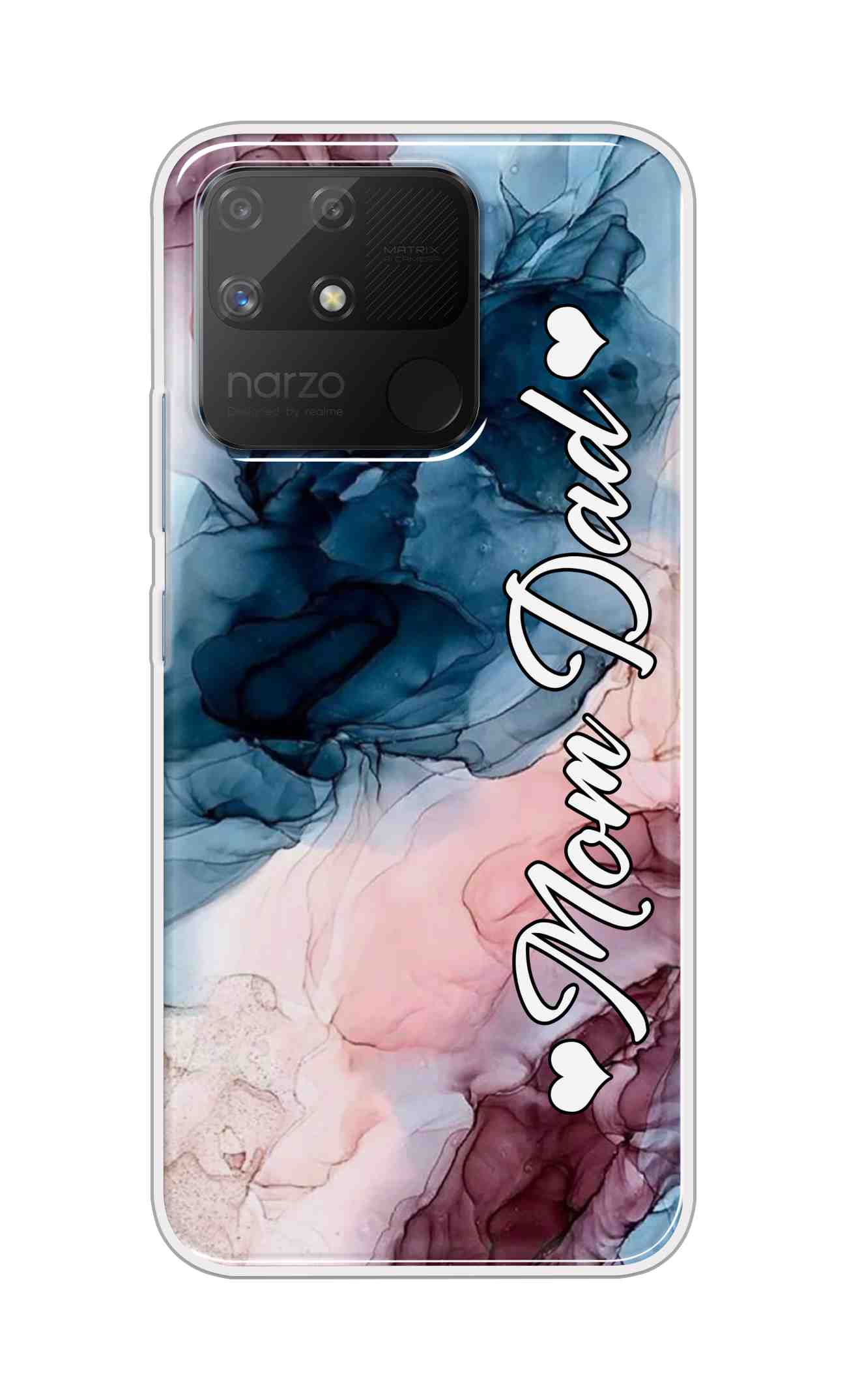 Coberta Back Cover For Realme Narzo 50a Back Cover Stylish Case - Mom and Dad on Colourful Marble D16654