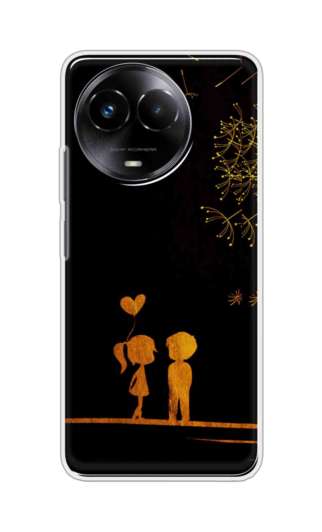 Coberta Back Cover For Realme Narzo 60x Back Cover Stylish Case - Girl and Boy Love in Black Design D11017