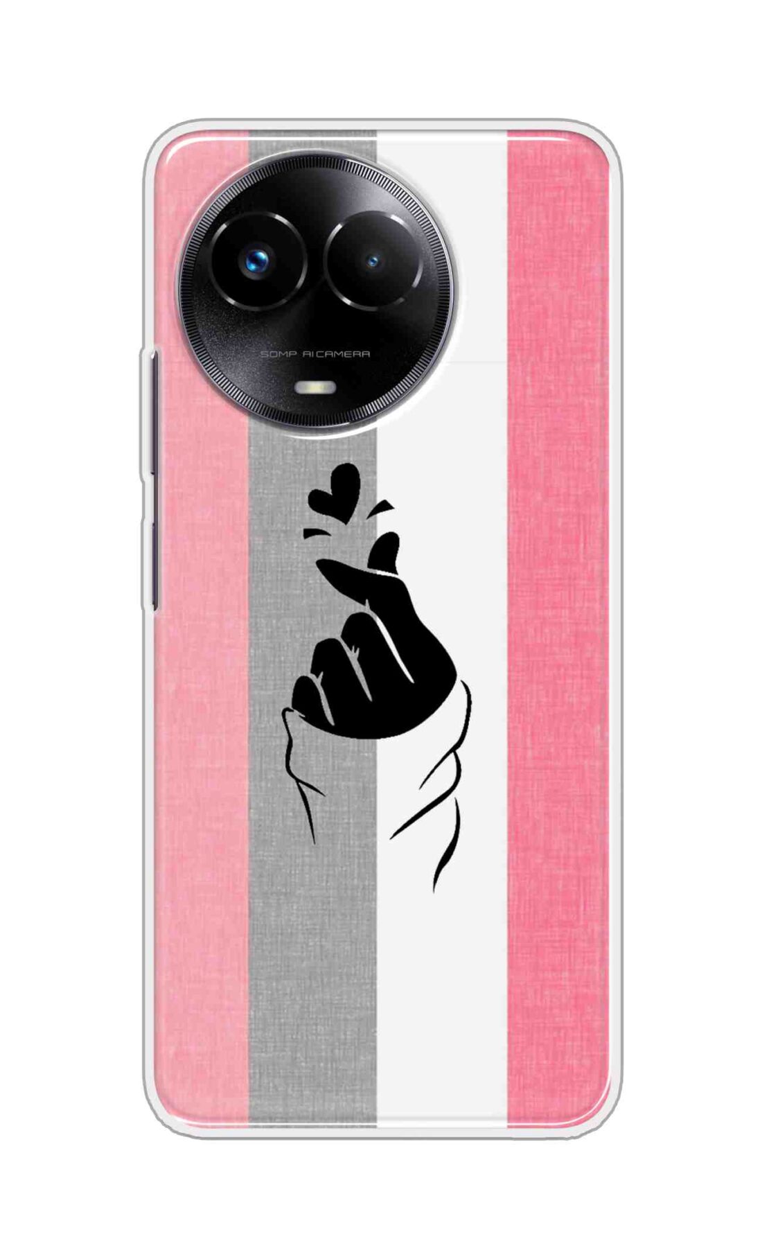 Coberta Back Cover For Realme Narzo 60x Back Cover Stylish Case - Pink and Grey Korean Heart Design D11894