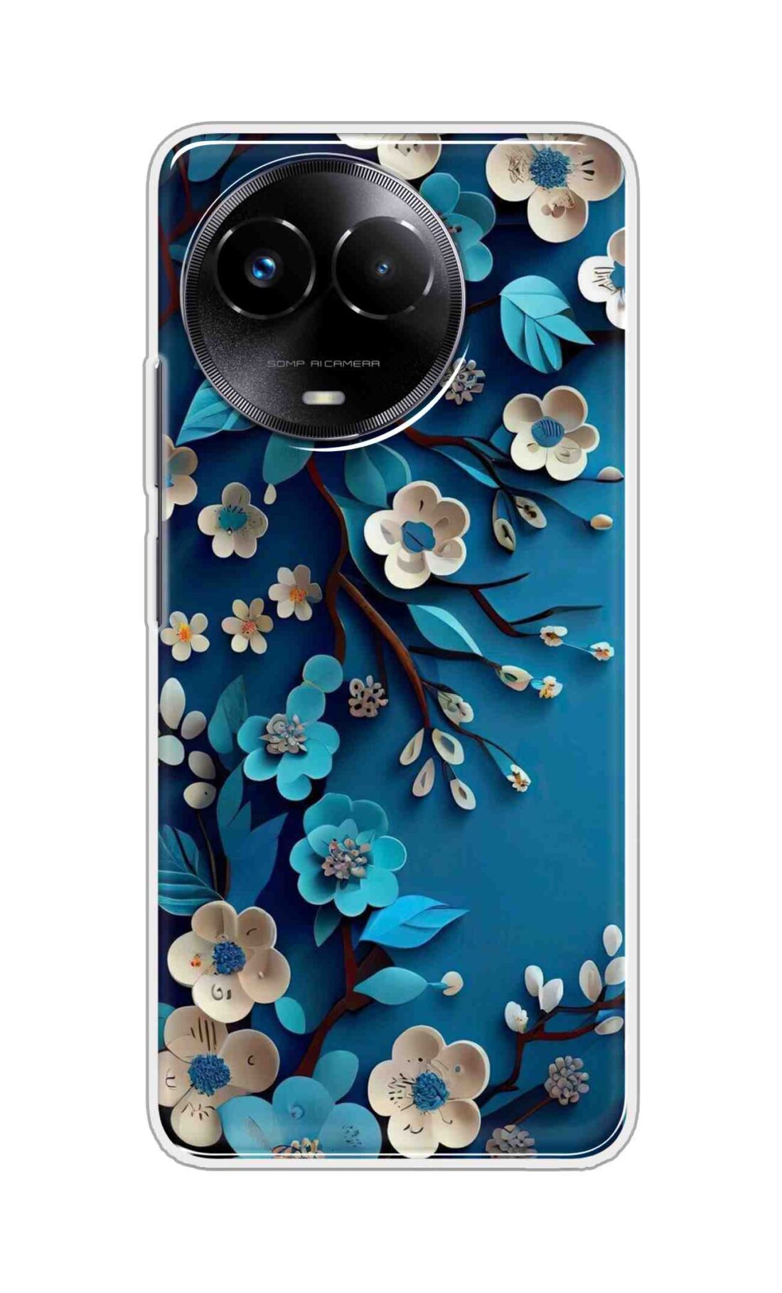 Coberta Back Cover For Realme Narzo 60x Back Cover Stylish Case - Blue and White Flowers Design D16551