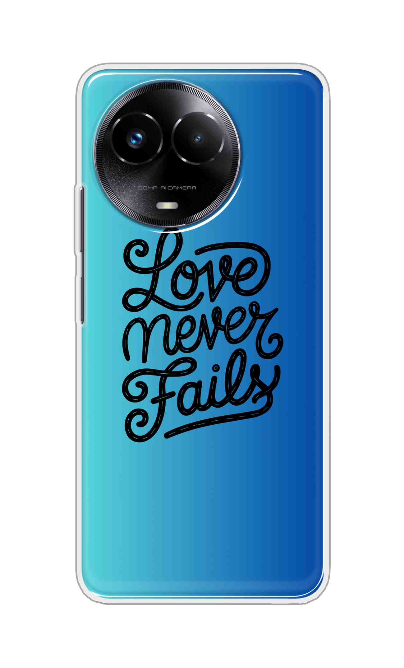 Coberta Back Cover For Realme Narzo 60x Back Cover Stylish Case - Love Never Fails in Blue Design D16643