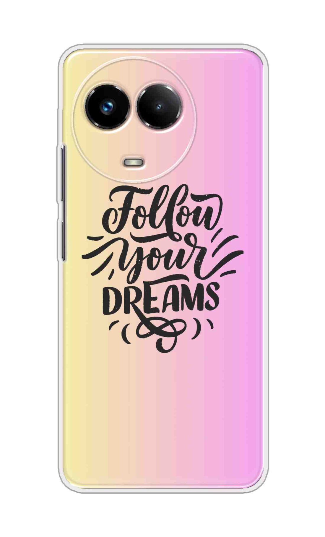 Coberta Back Cover For Realme Narzo 60x 5G Back Cover Stylish Case - Follow Your Dreams In Pink And Yellow Design D16499