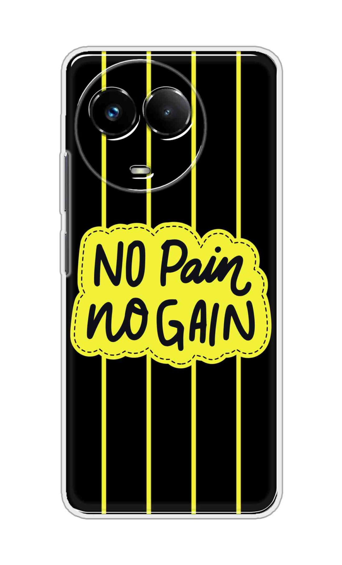 Coberta Back Cover For Realme Narzo 60x 5G Back Cover Stylish Case - No Pain No Gain in Yellow Design D16508