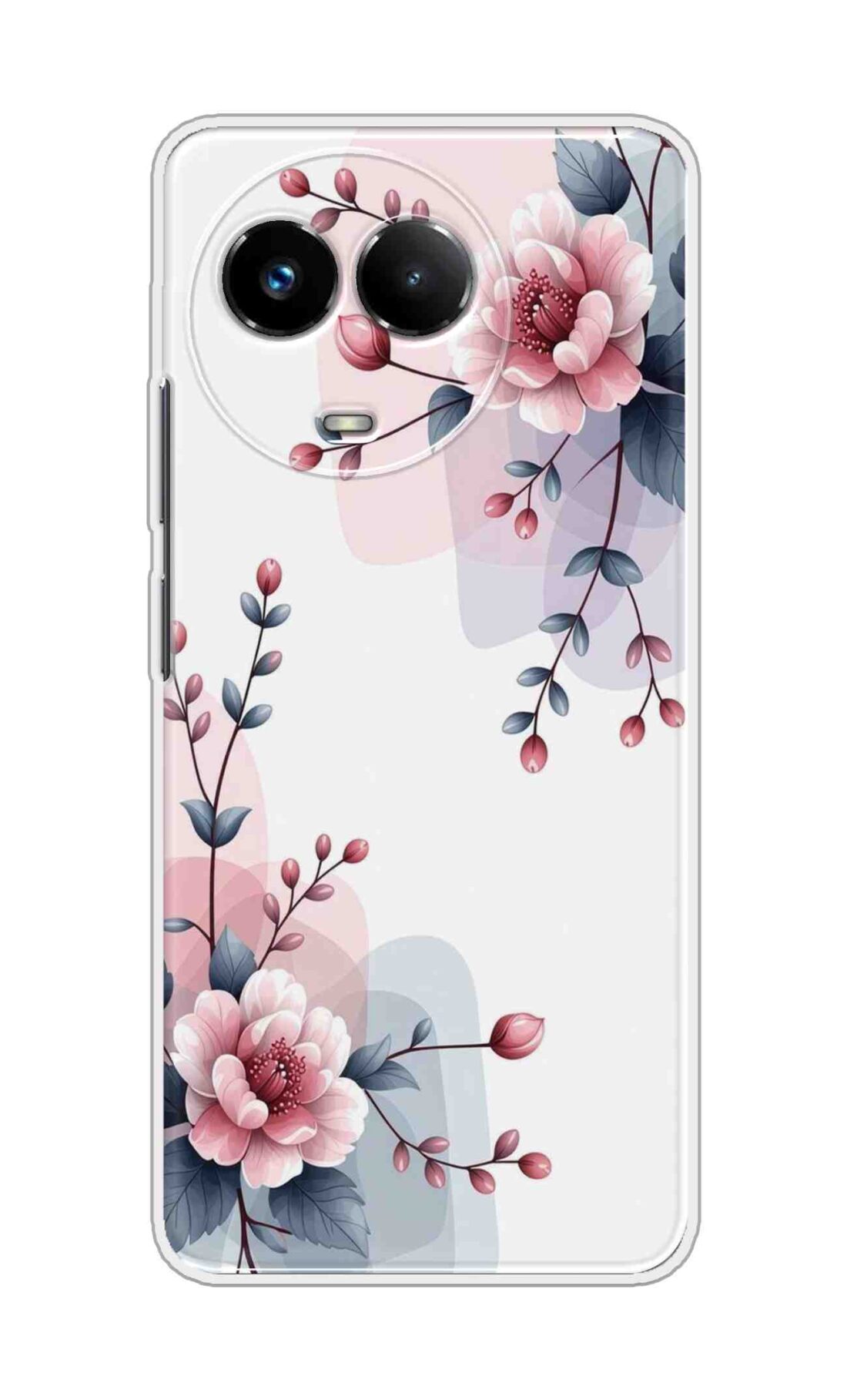 Coberta Back Cover For Realme Narzo 60x 5G Back Cover Stylish Case - Pink Flowers and Leaves Design Design D16510