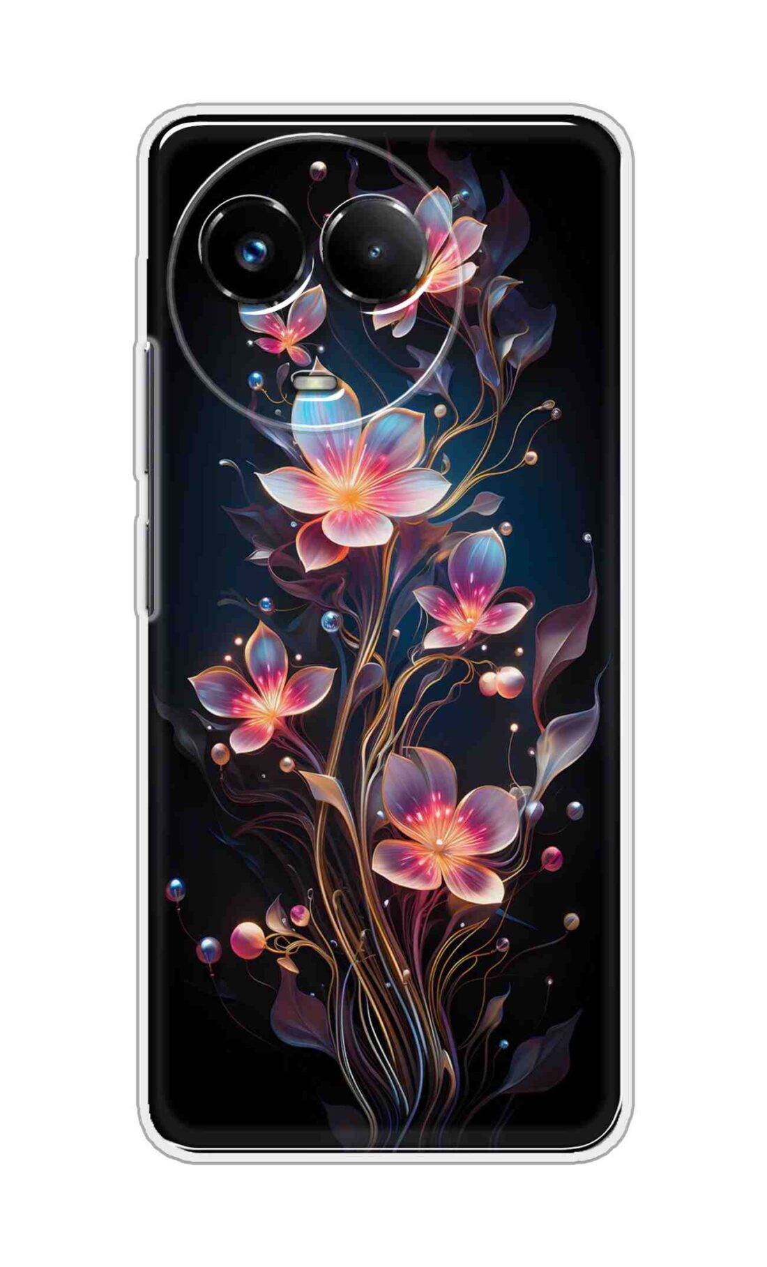 Coberta Back Cover For Realme Narzo 60x 5G Back Cover Stylish Case - Asthetic Flowers in Black Design Design D16523