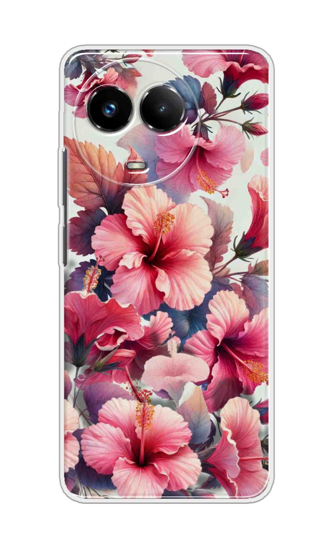 Coberta Back Cover For Realme Narzo 60x 5G Back Cover Stylish Case - Pink Leaves and Flowers Design D16525