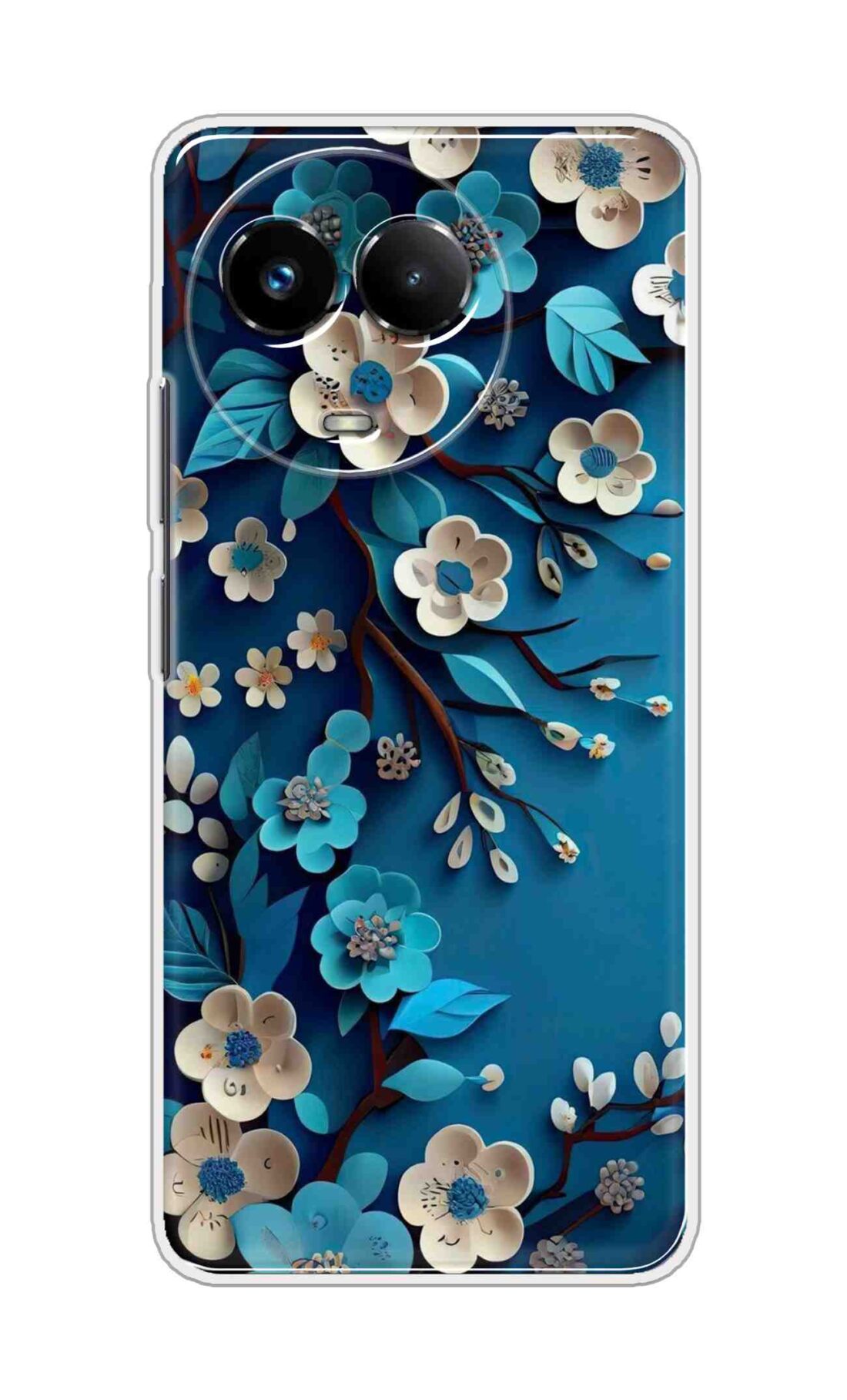 Coberta Back Cover For Realme Narzo 60x 5G Back Cover Stylish Case - Blue and White Flowers Design D16551