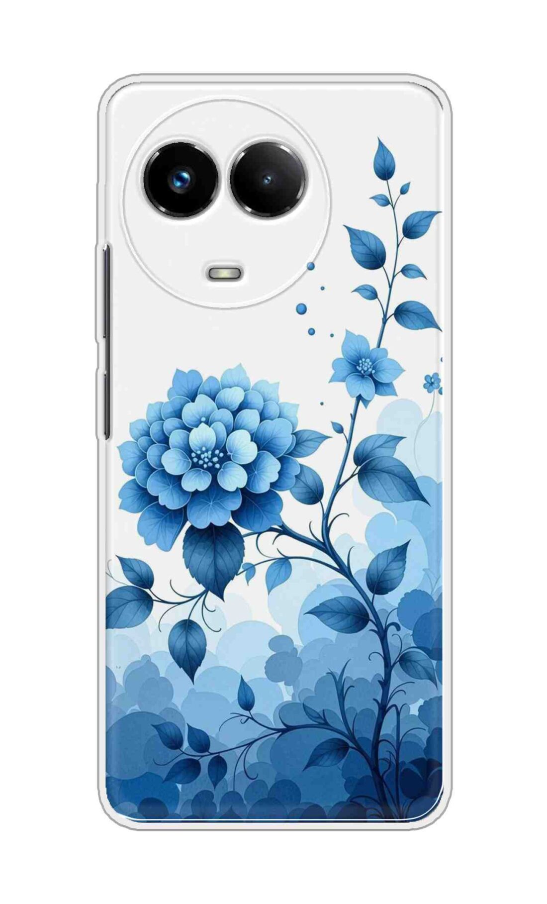 Coberta Back Cover For Realme Narzo 60x 5G Back Cover Stylish Case - Blue Flowers in White Design D16644