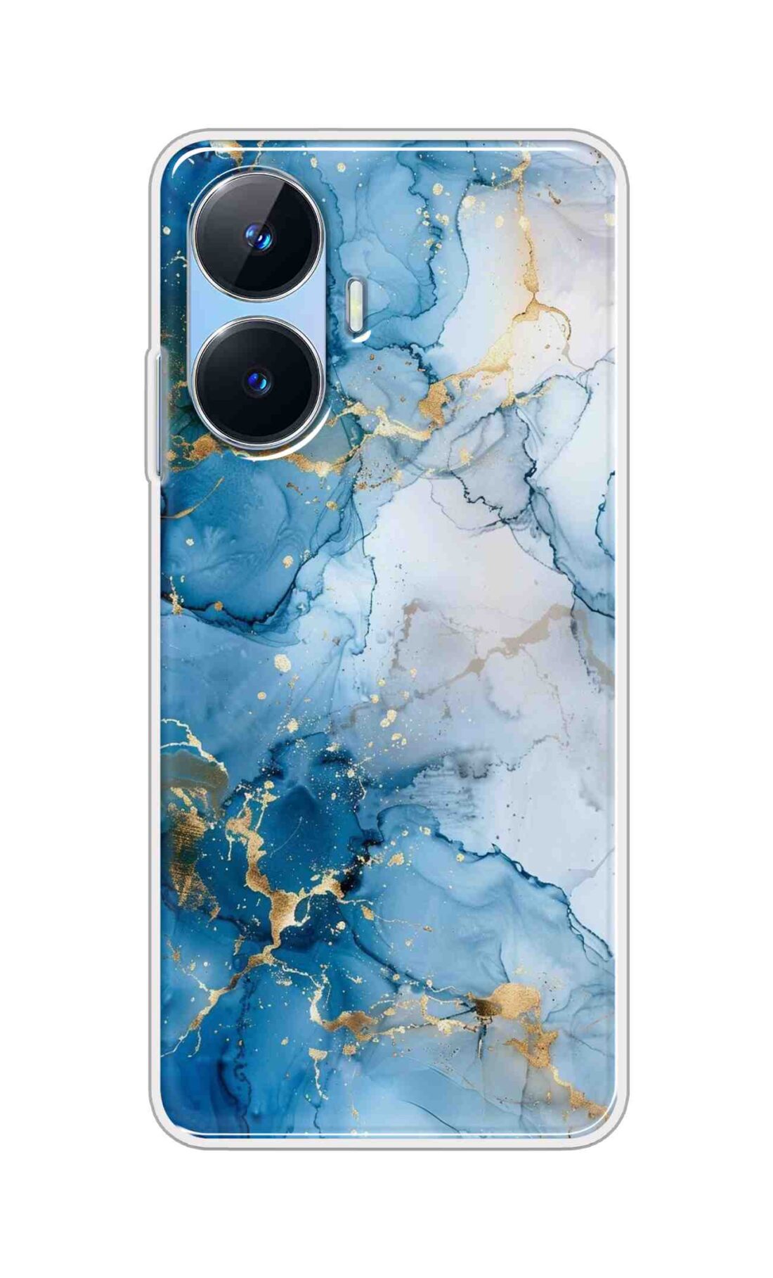 Coberta Back Cover For Realme Narzo N55 Back Cover Stylish Case - Light Blue and Golden Marble Design D16481