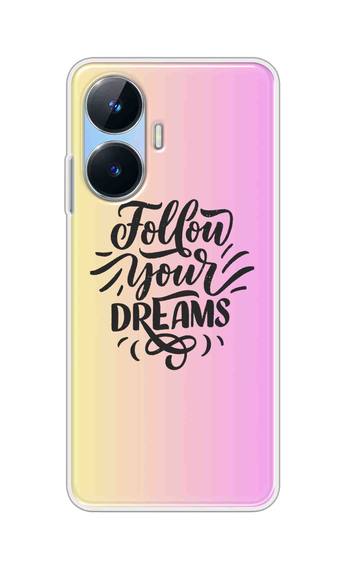 Coberta Back Cover For Realme Narzo N55 Back Cover Stylish Case - Follow Your Dreams In Pink And Yellow Design D16499