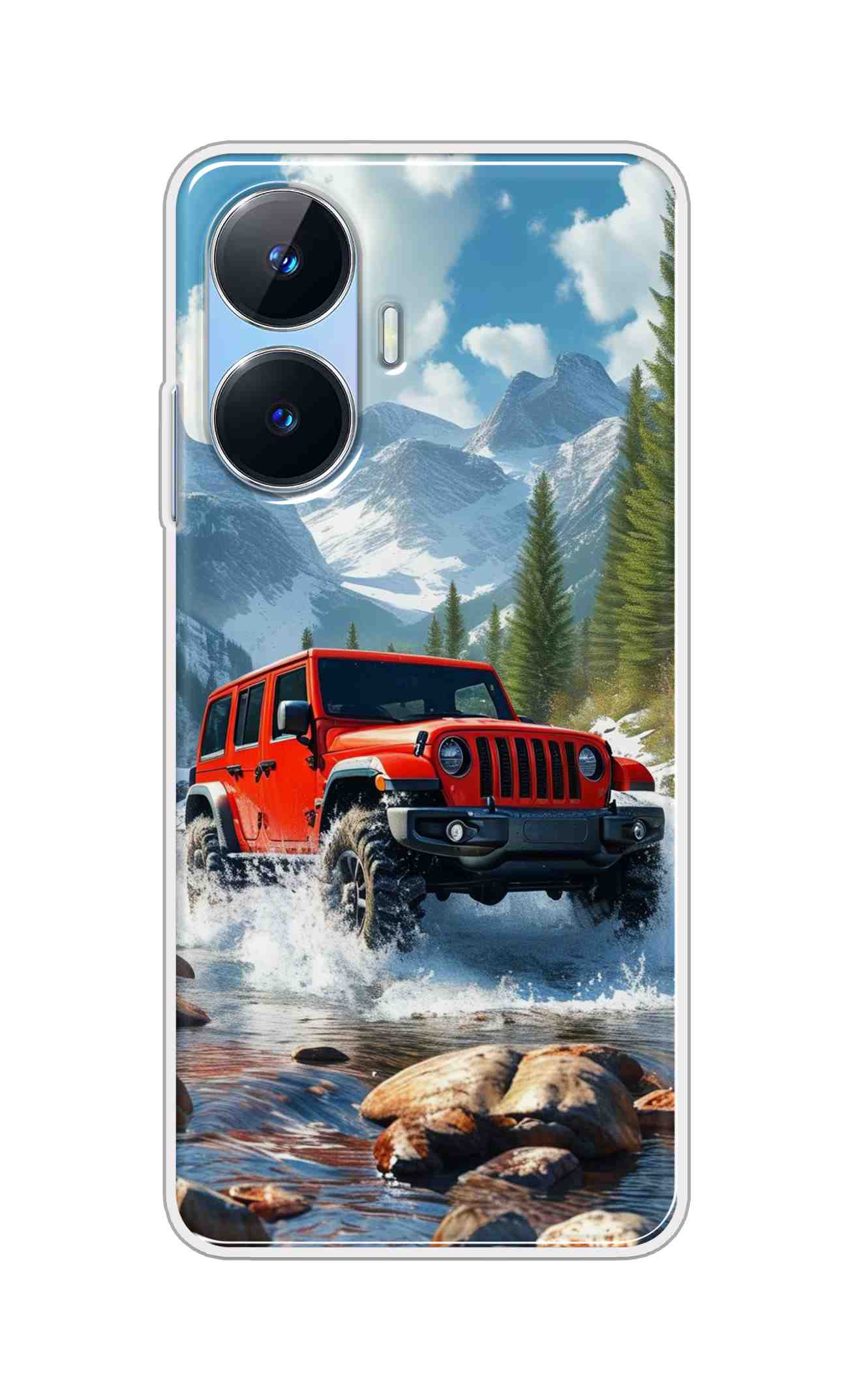 Coberta Back Cover For Realme Narzo N55 Back Cover Stylish Case - Red Car in Nature Design D16513