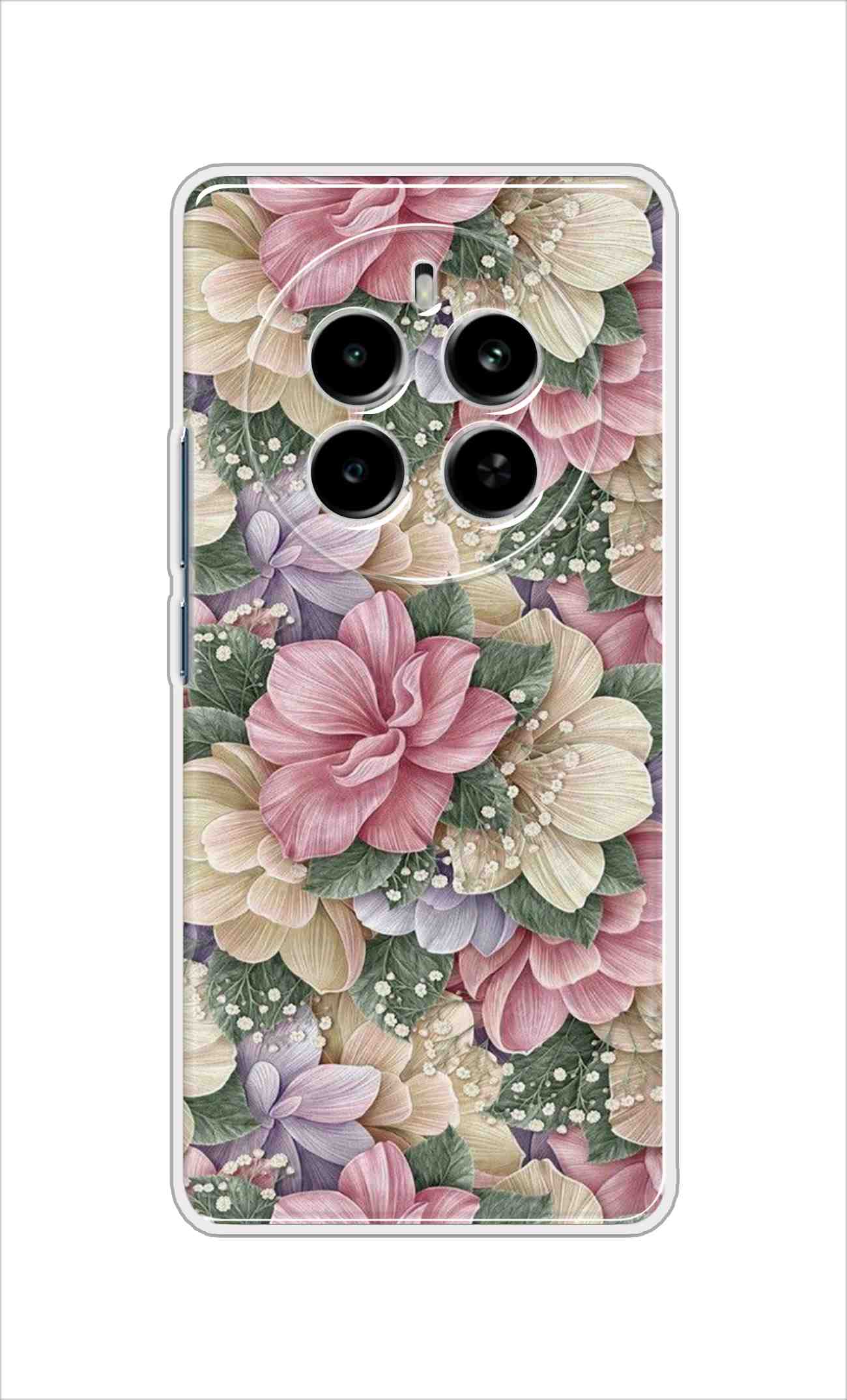 Coberta Back Cover For Realme P1 5G Back Cover Stylish Case - Green Leaves and Pink Flowers Design D16250