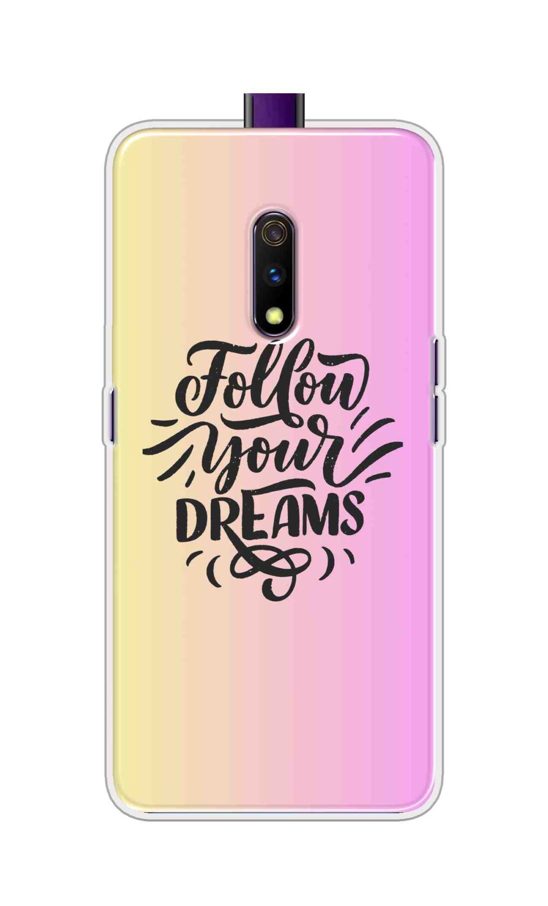 Coberta Back Cover For Realme X Back Cover Stylish Case - Follow Your Dreams In Pink And Yellow Design D16499