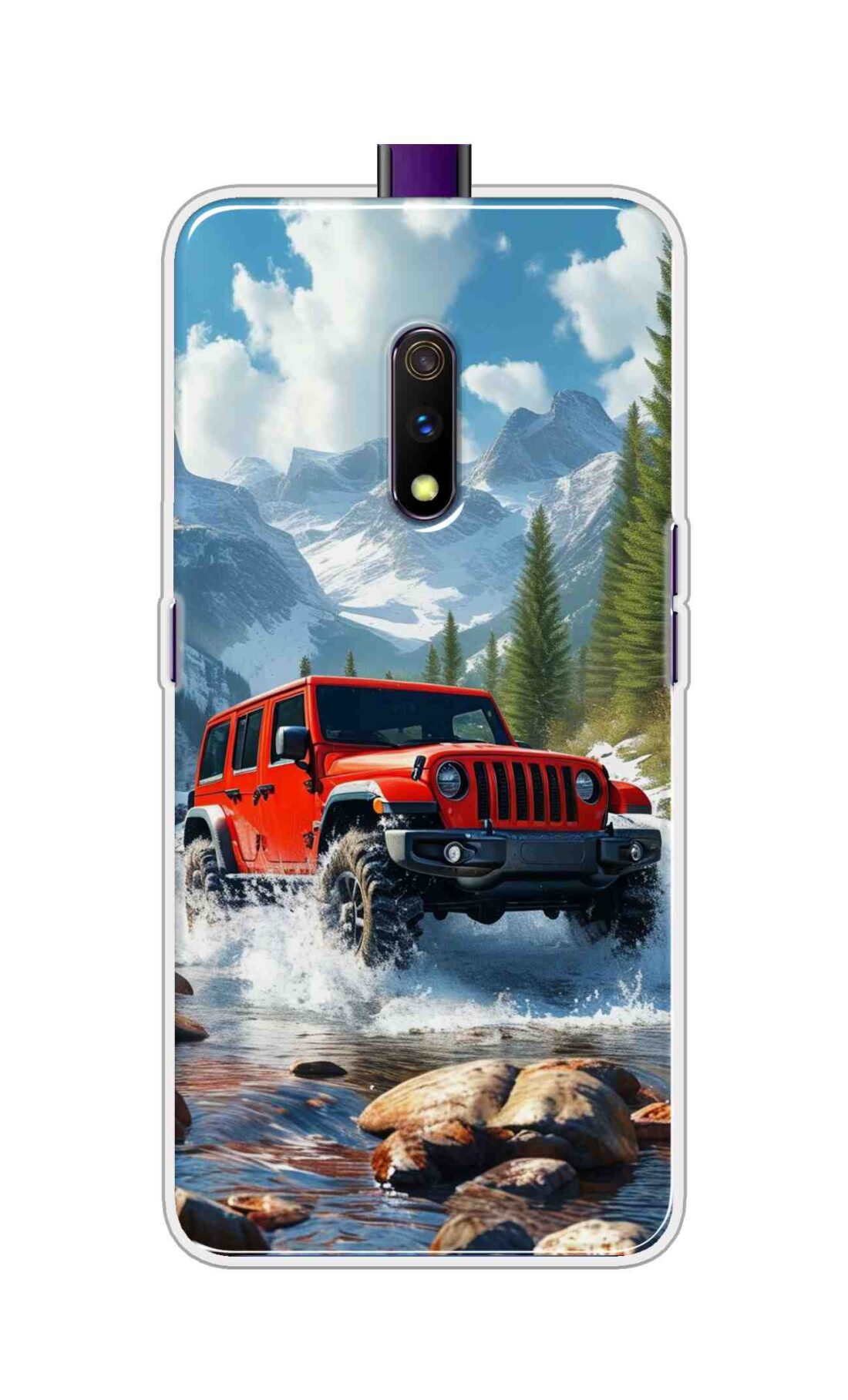 Coberta Back Cover For Realme X Back Cover Stylish Case - Red Car in Nature Design D16513