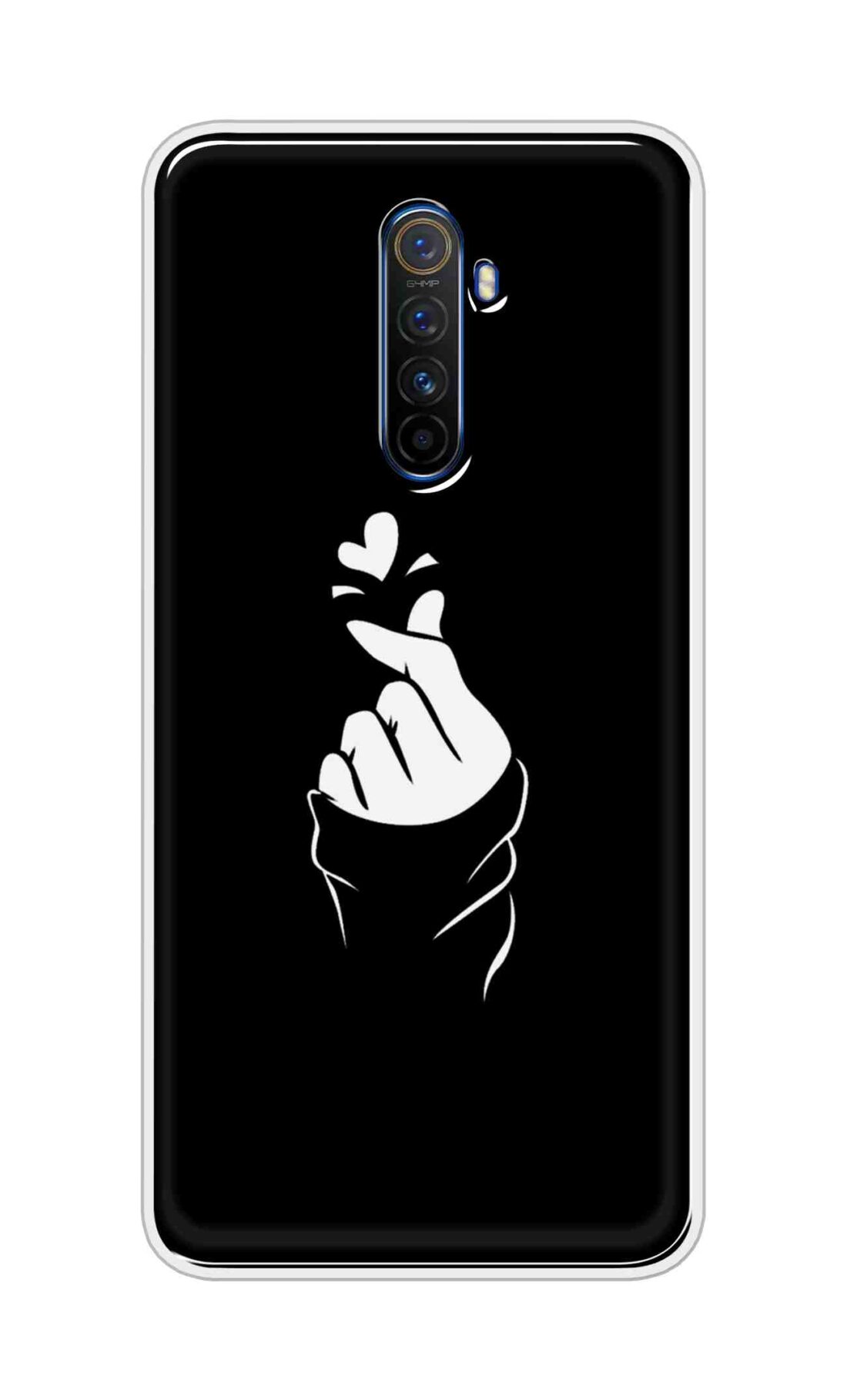 Coberta Back Cover For Realme X2 Pro Back Cover Stylish Case - Black Korean Heart Design D11802
