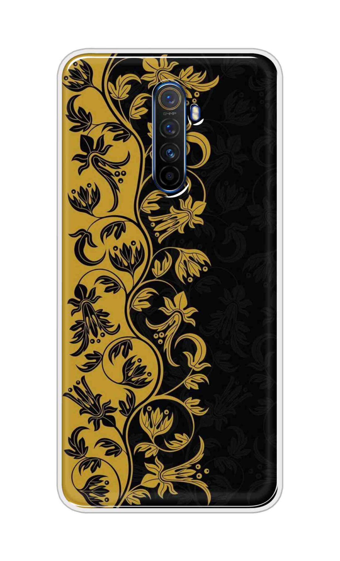 Coberta Back Cover For Realme X2 Pro Back Cover Stylish Case - Black and Yellow Leaves Design D16518