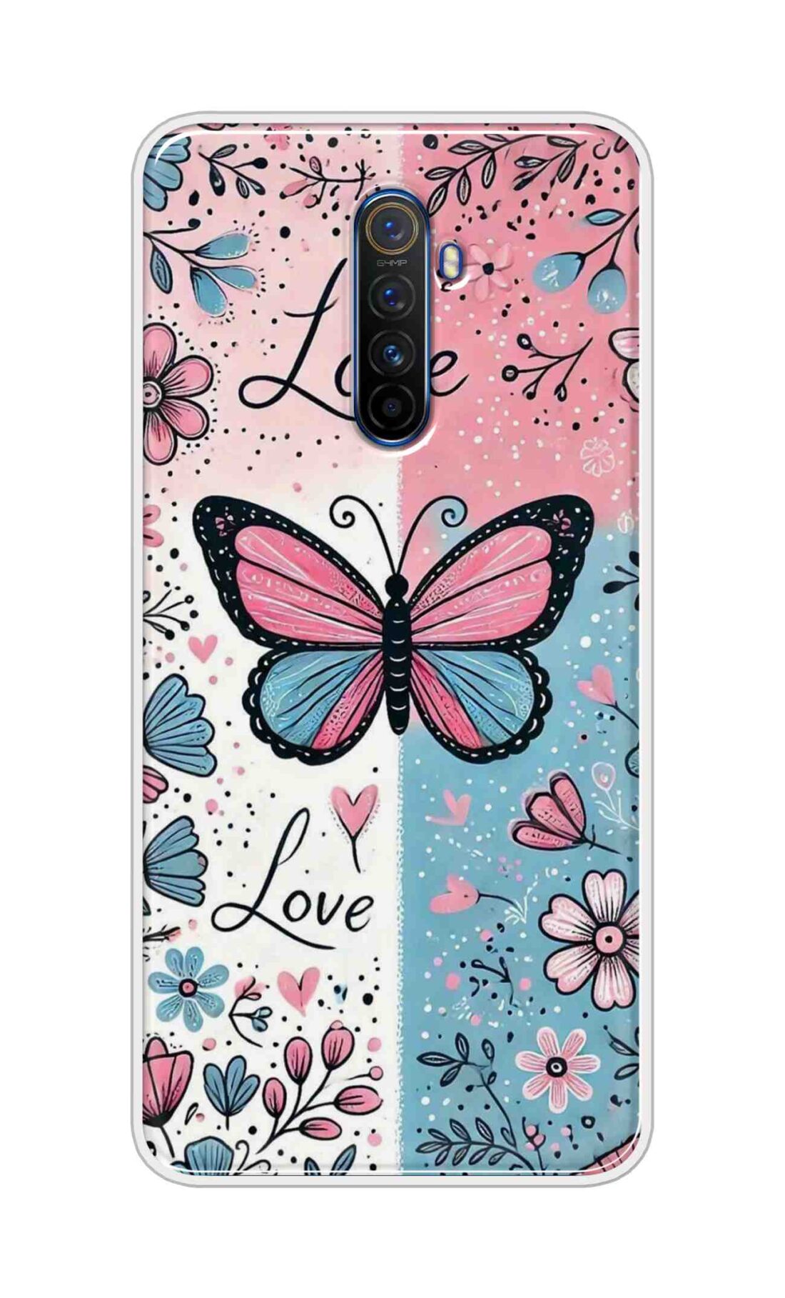 Coberta Back Cover For Realme X2 Pro Back Cover Stylish Case - Butterfly and Love Text Design D16526
