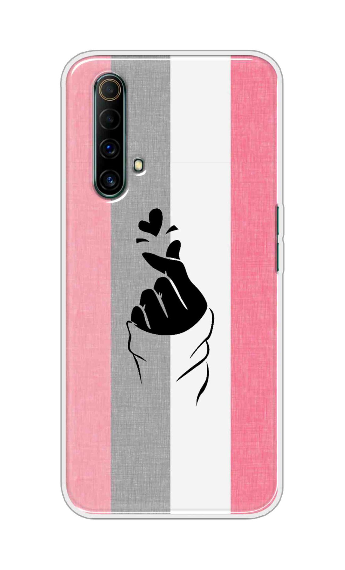 Coberta Back Cover For Realme X50 5G Back Cover Stylish Case - Pink and Grey Korean Heart Design D11894