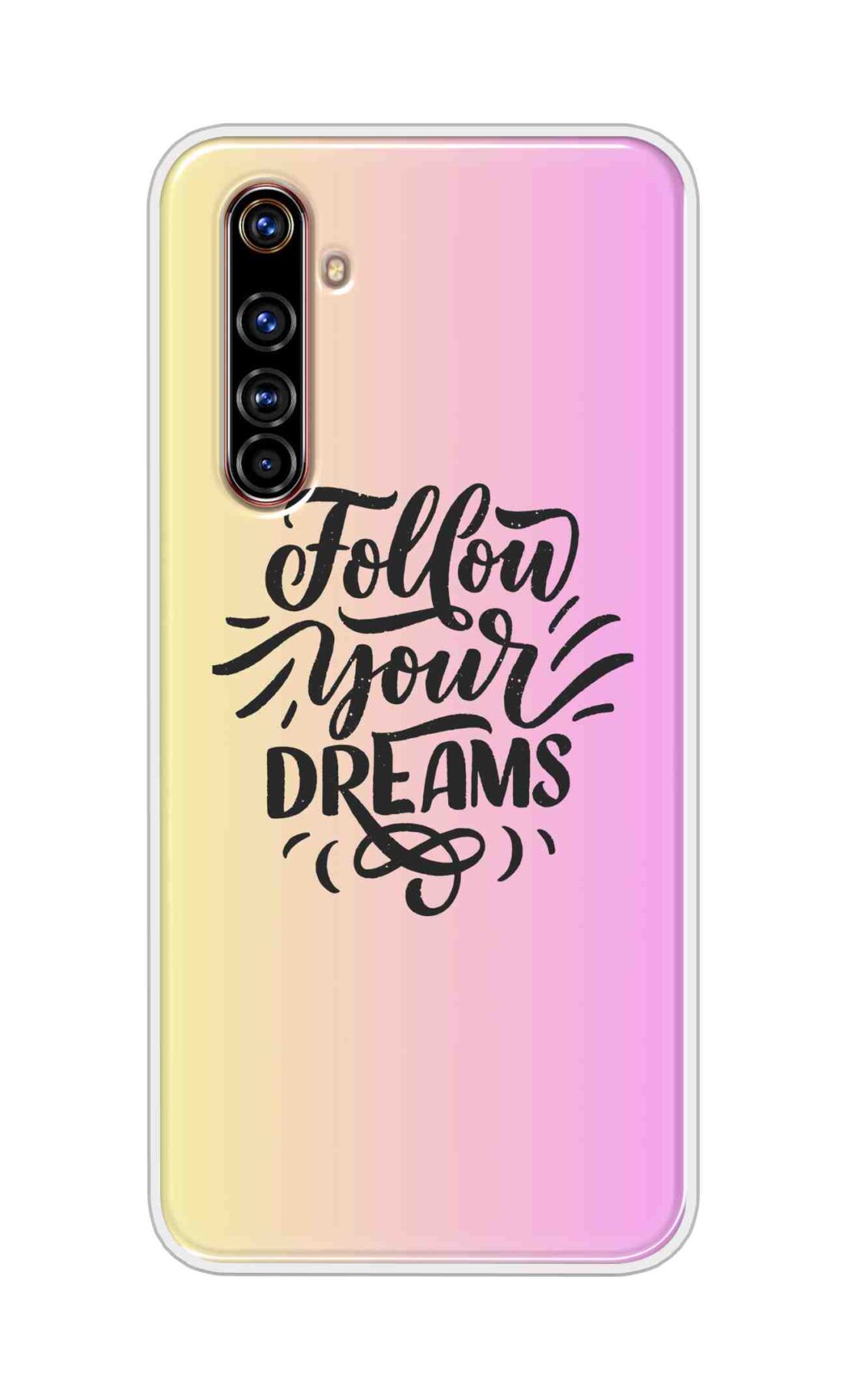 Coberta Back Cover For Realme X50 Pro Back Cover Stylish Case - Follow Your Dreams In Pink And Yellow Design D16499