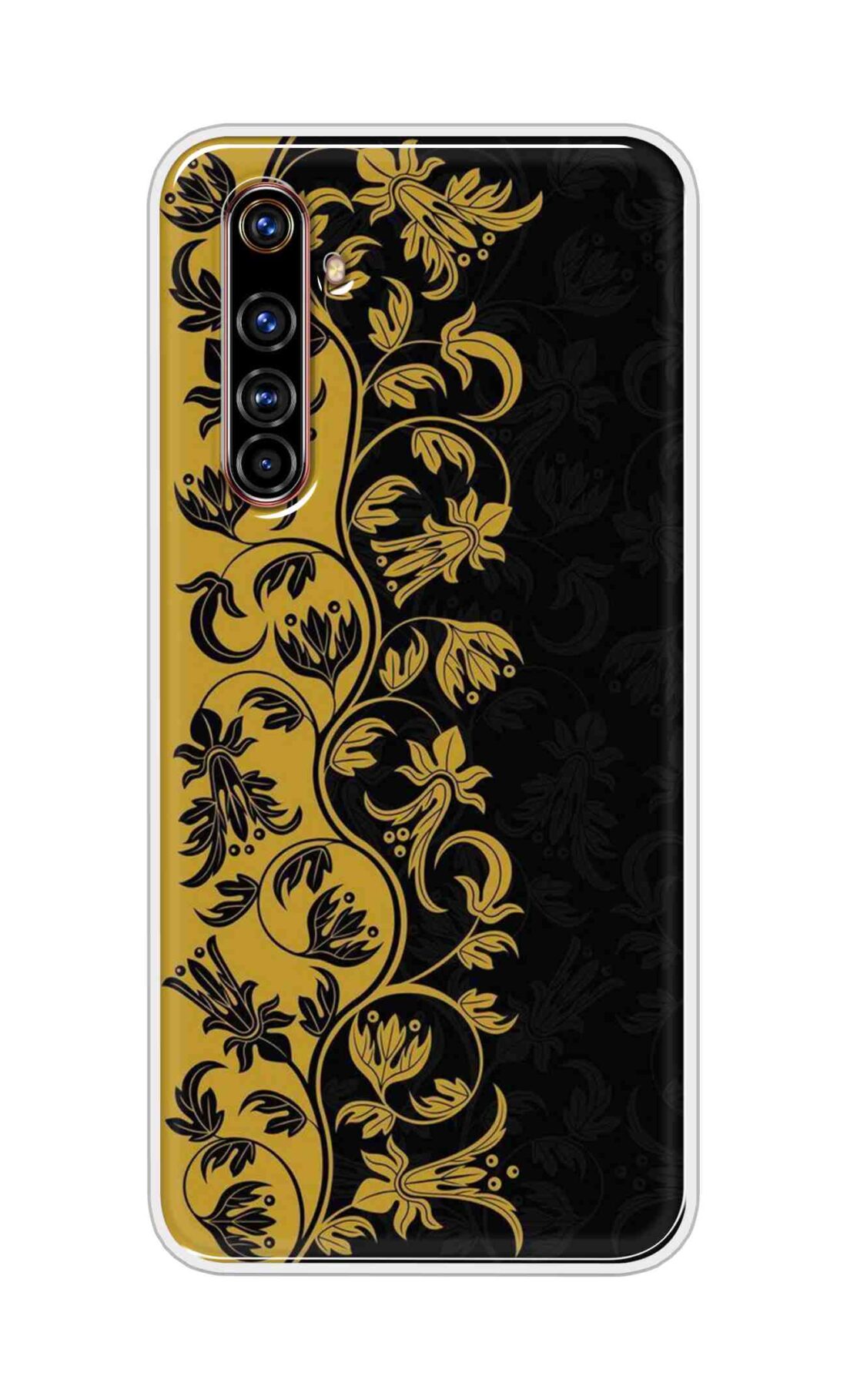Coberta Back Cover For Realme X50 Pro Back Cover Stylish Case - Black and Yellow Leaves Design D16518