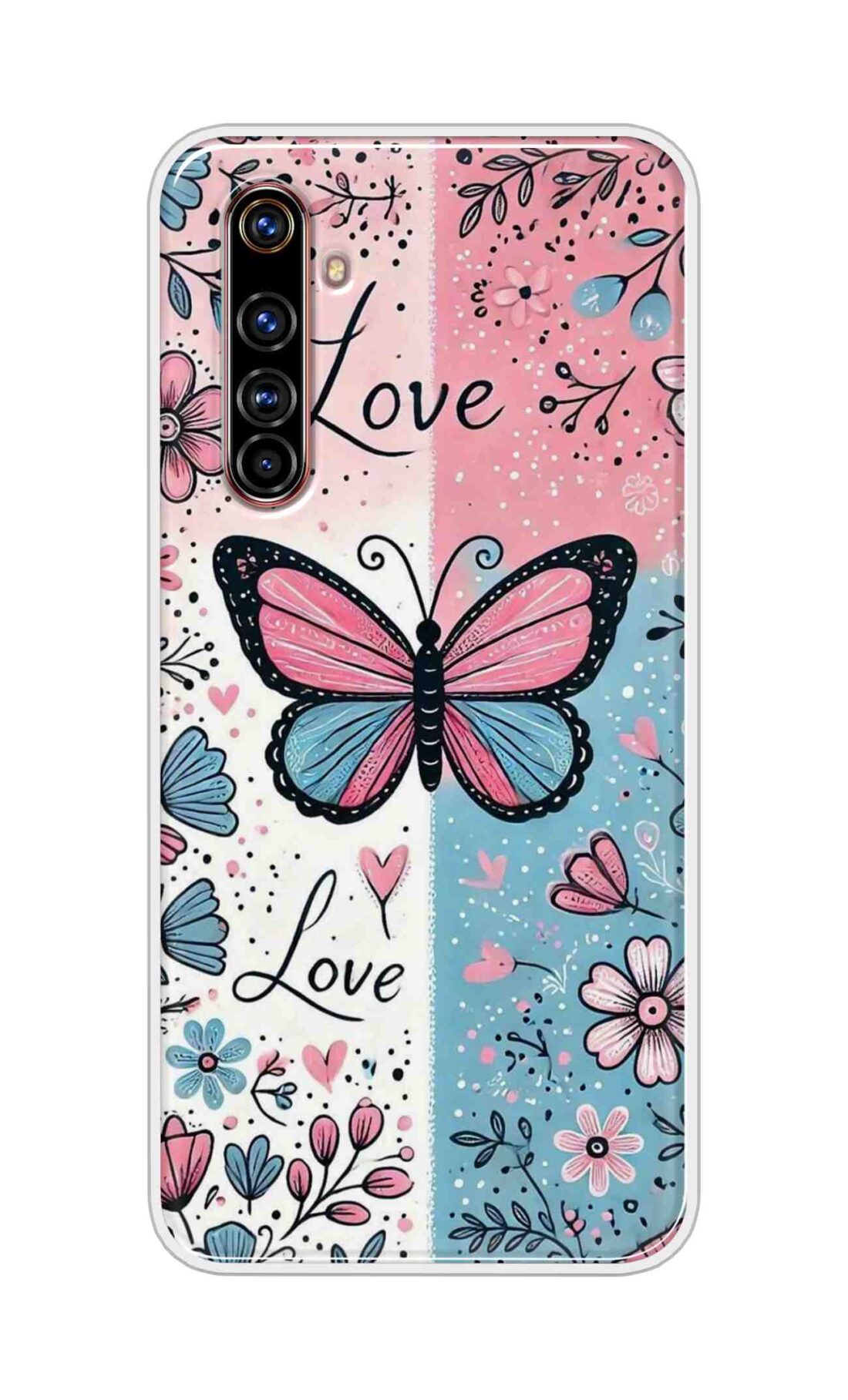 Coberta Back Cover For Realme X50 Pro Back Cover Stylish Case - Butterfly and Love Text Design D16526