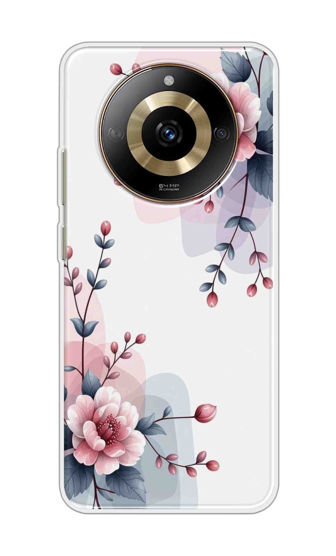 Coberta Back Cover For Realme narzo 60 5G Back Cover Stylish Case - Pink Flowers and Leaves Design Design D16510