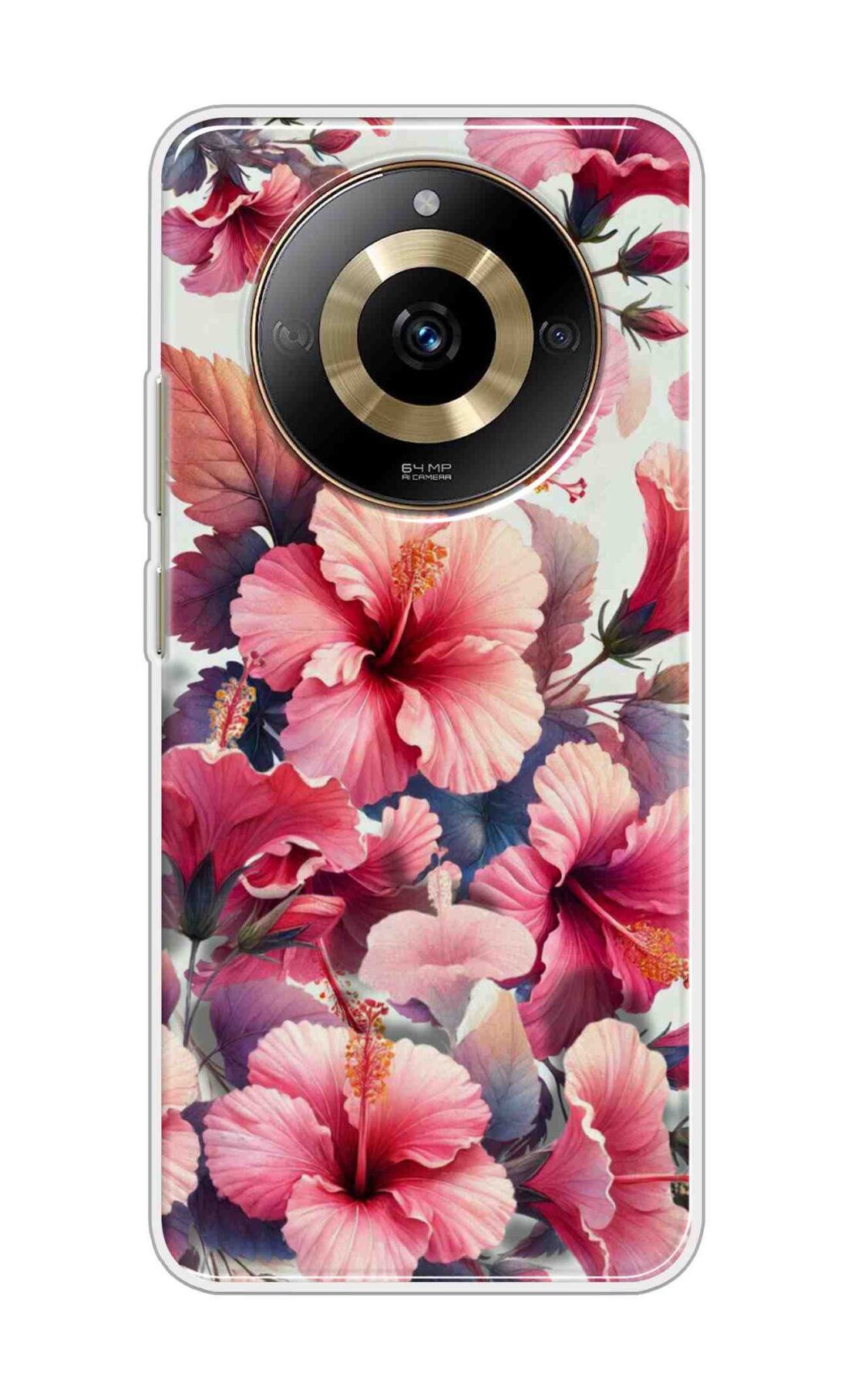 Coberta Back Cover For Realme narzo 60 5G Back Cover Stylish Case - Pink Leaves and Flowers Design D16525