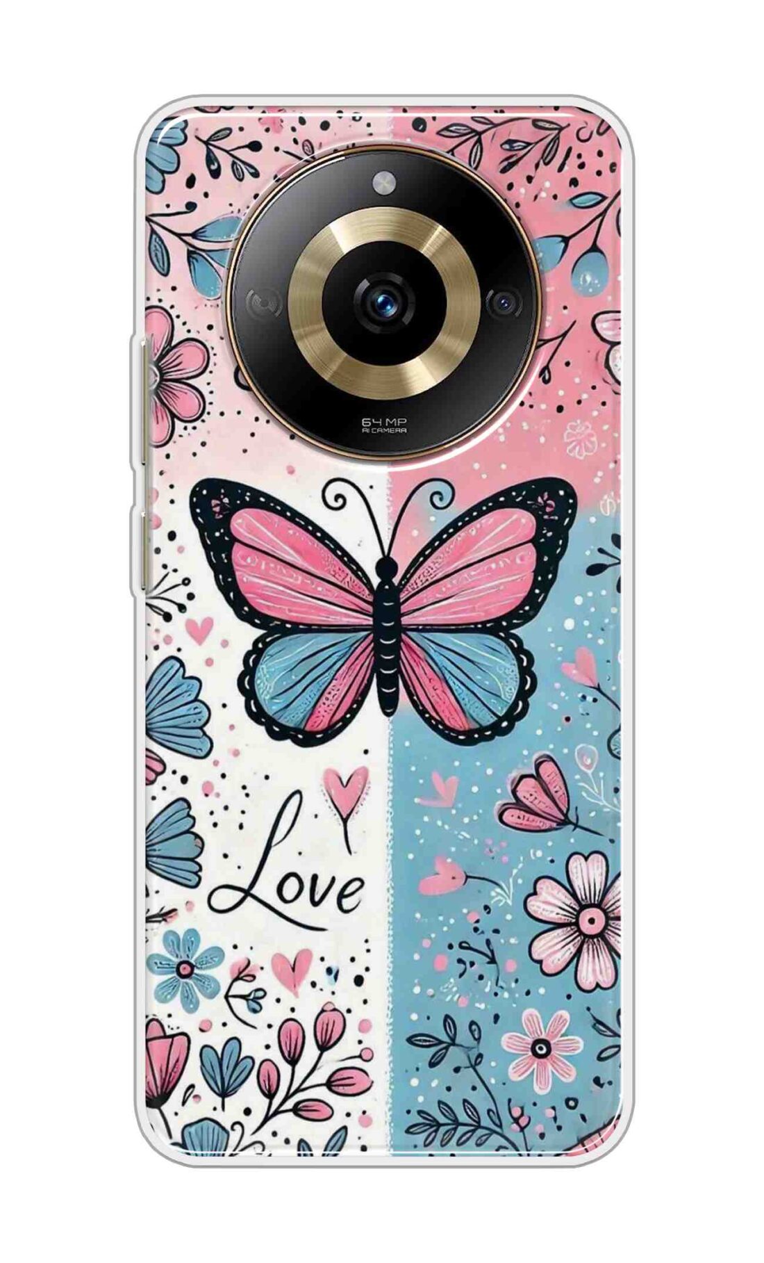 Coberta Back Cover For Realme narzo 60 5G Back Cover Stylish Case - Butterfly and Love Text Design D16526