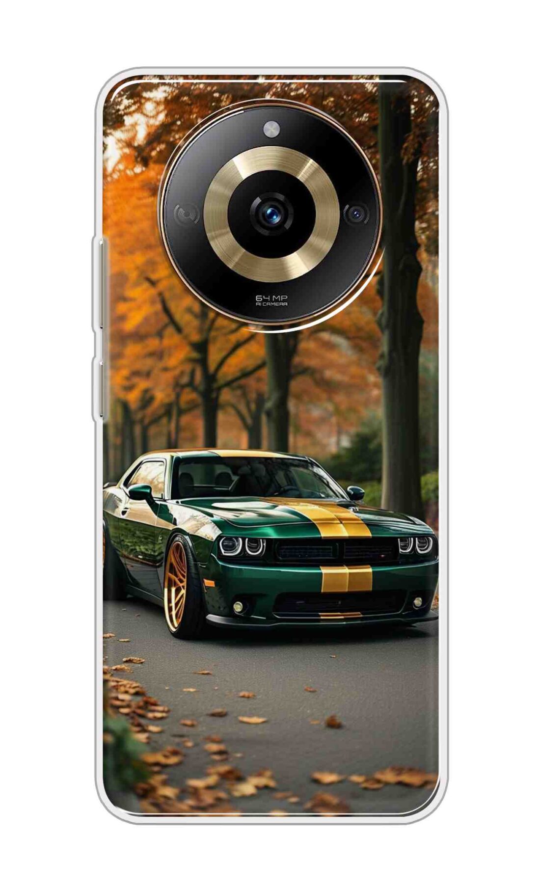 Coberta Back Cover For Realme narzo 60 5G Back Cover Stylish Case - Golden Line in Green Design D16546