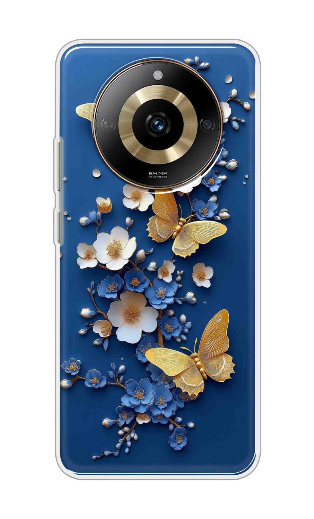 Coberta Back Cover For Realme narzo 60 5G Back Cover Stylish Case - Butterflyes and Flowers in Blue Design D16580